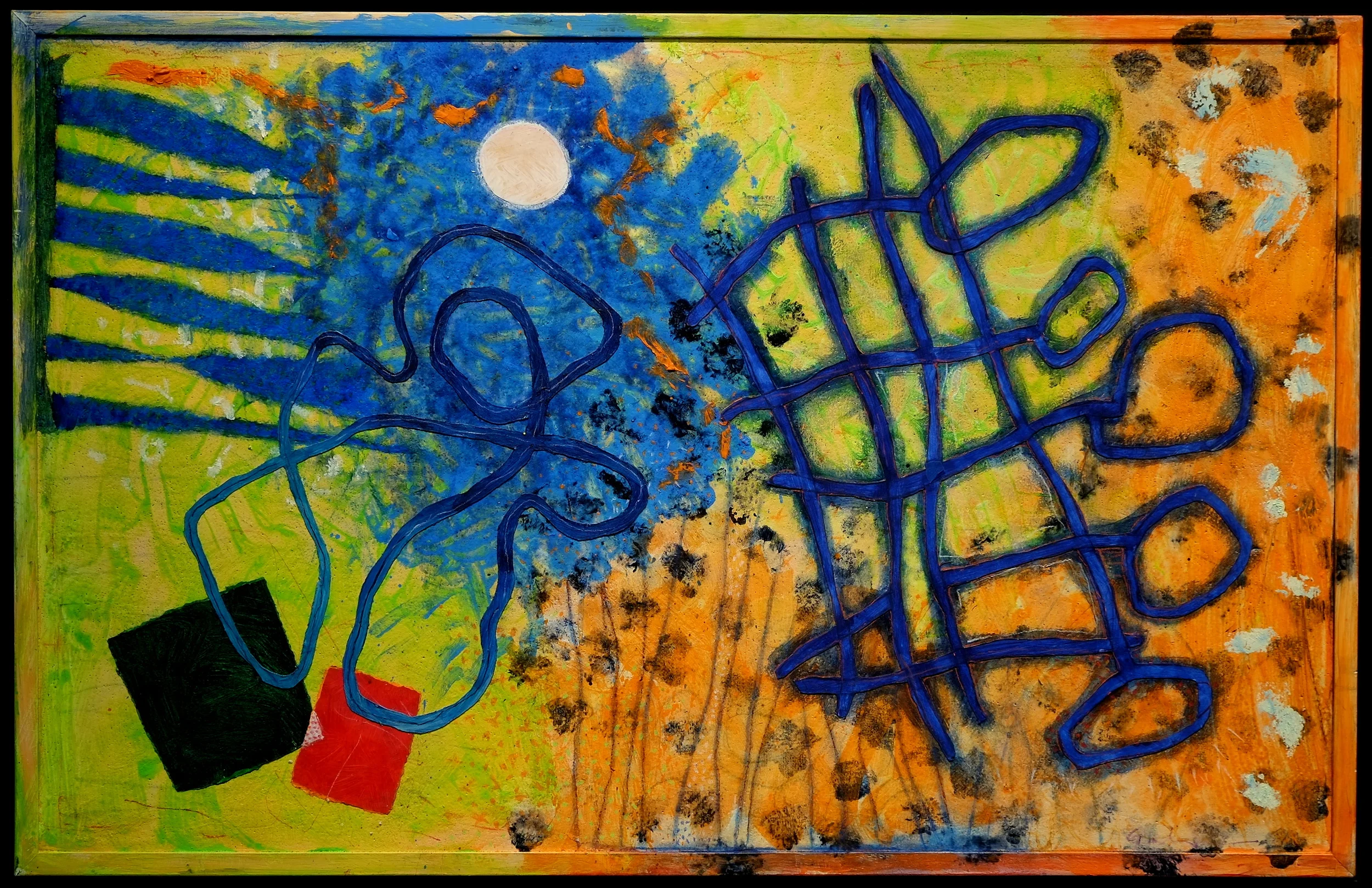 Keys to the meanings of colour (2015; acrylic and mixed media on wood)