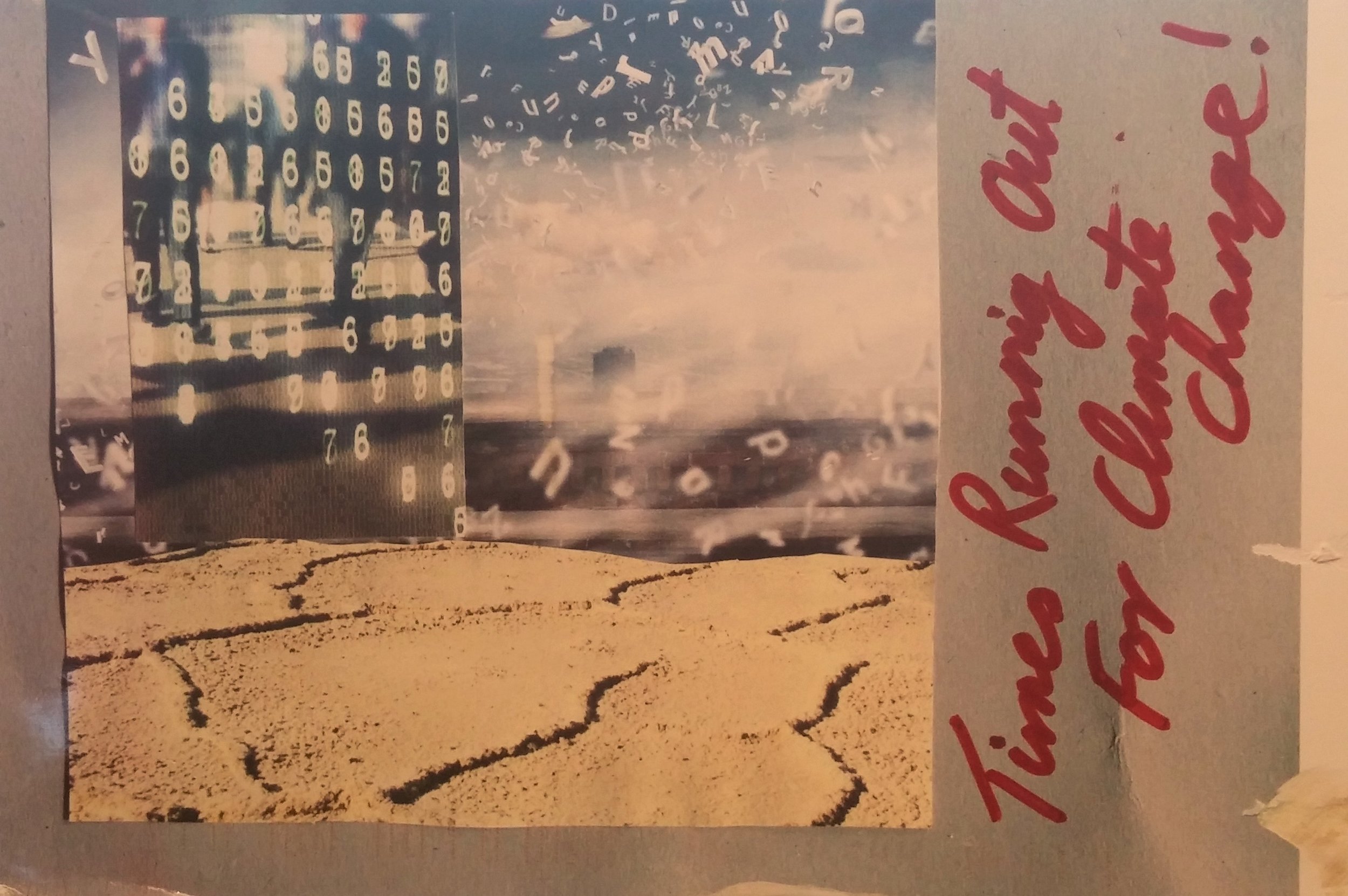 "Time's Running Out" a postcard by Denis Mizzi, Sydney, Australia.