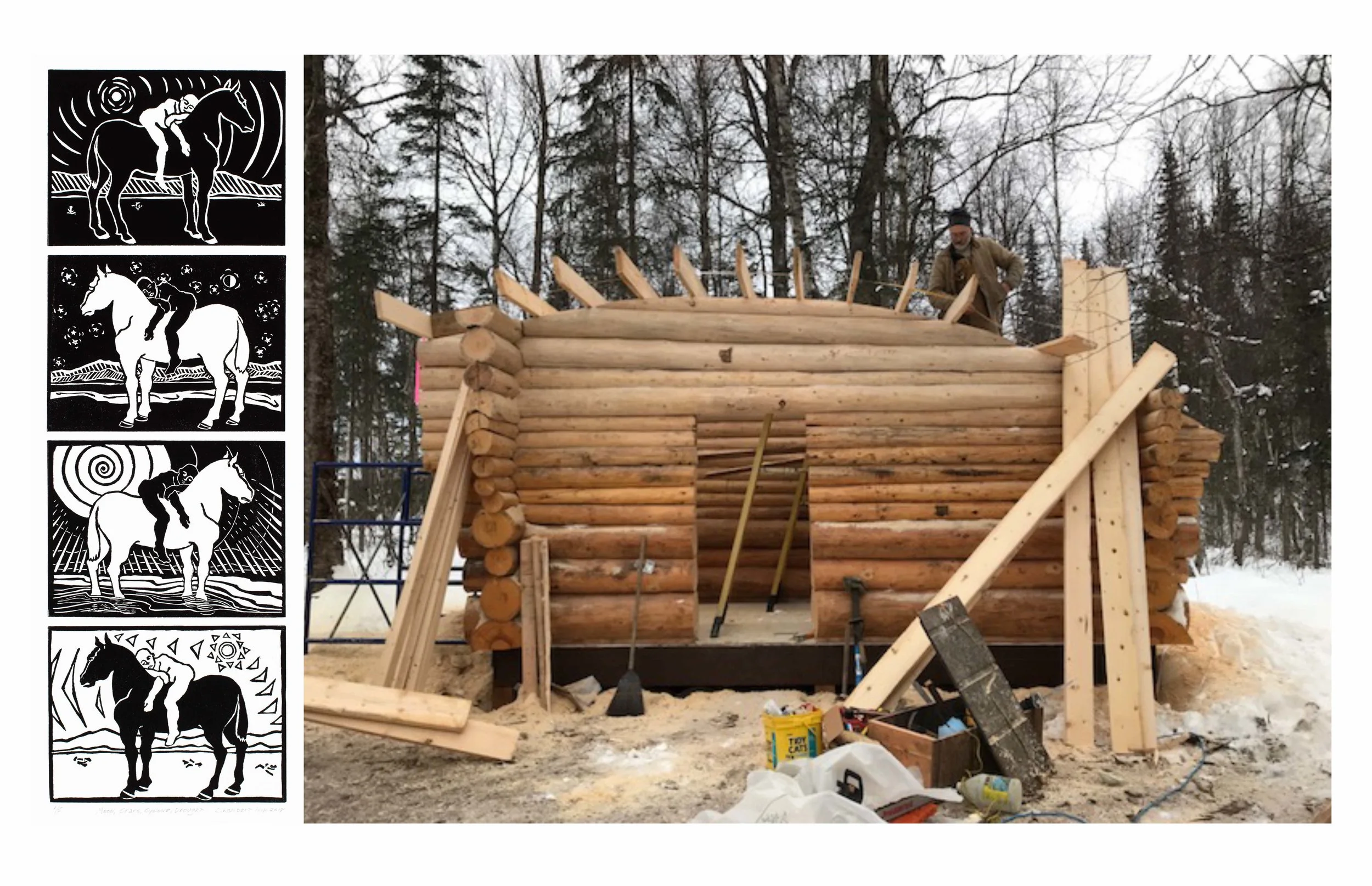 LEFT: Carol Lambert | Moon, Stars, Cyclone, Drought , 2018 RIGHT: Paul Bauman | Off-Grid Alaska , 2012 - 2018