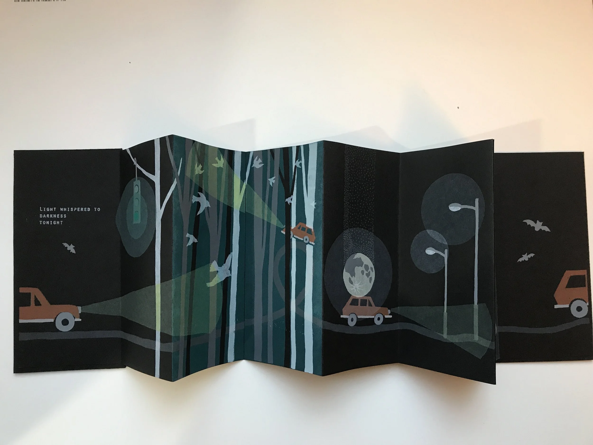 Shoko Takahashi, Night Driving , Screen Printed Accordion Book