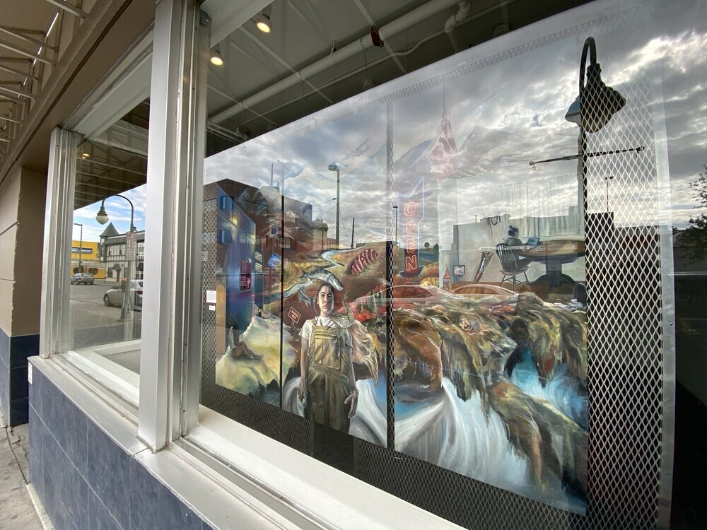 May 2020 - Kimberlyn Sheldon, UAA BFA graduate, window display - We invited the UAA BFA graduates to display their thesis work in the gallery windows while the city was in lock down.