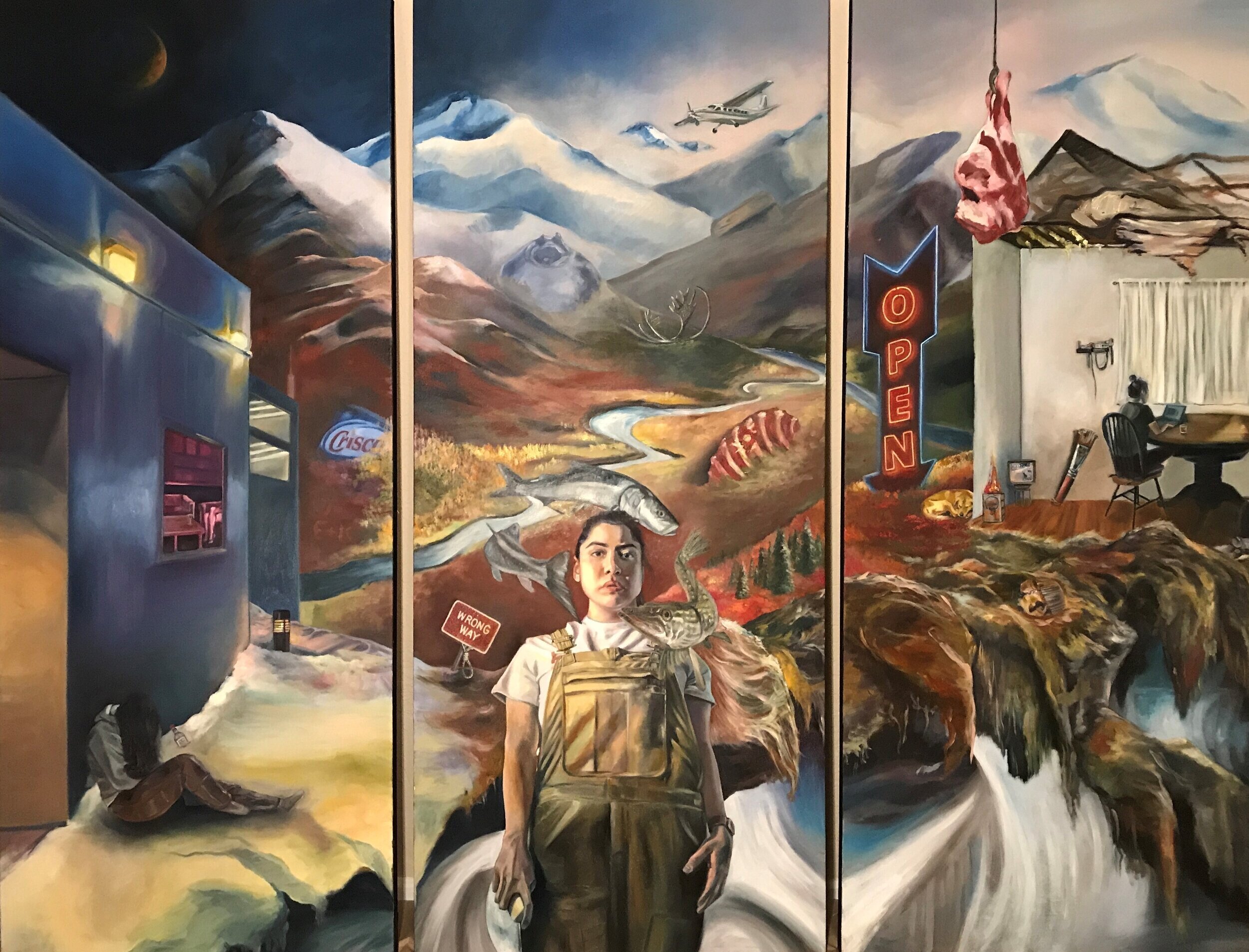  May 2020 -  Paaqlaktautaiññiq , by Kimberlyn Sheldon, 2020, Oil on canvas, 7’ x 9’ 