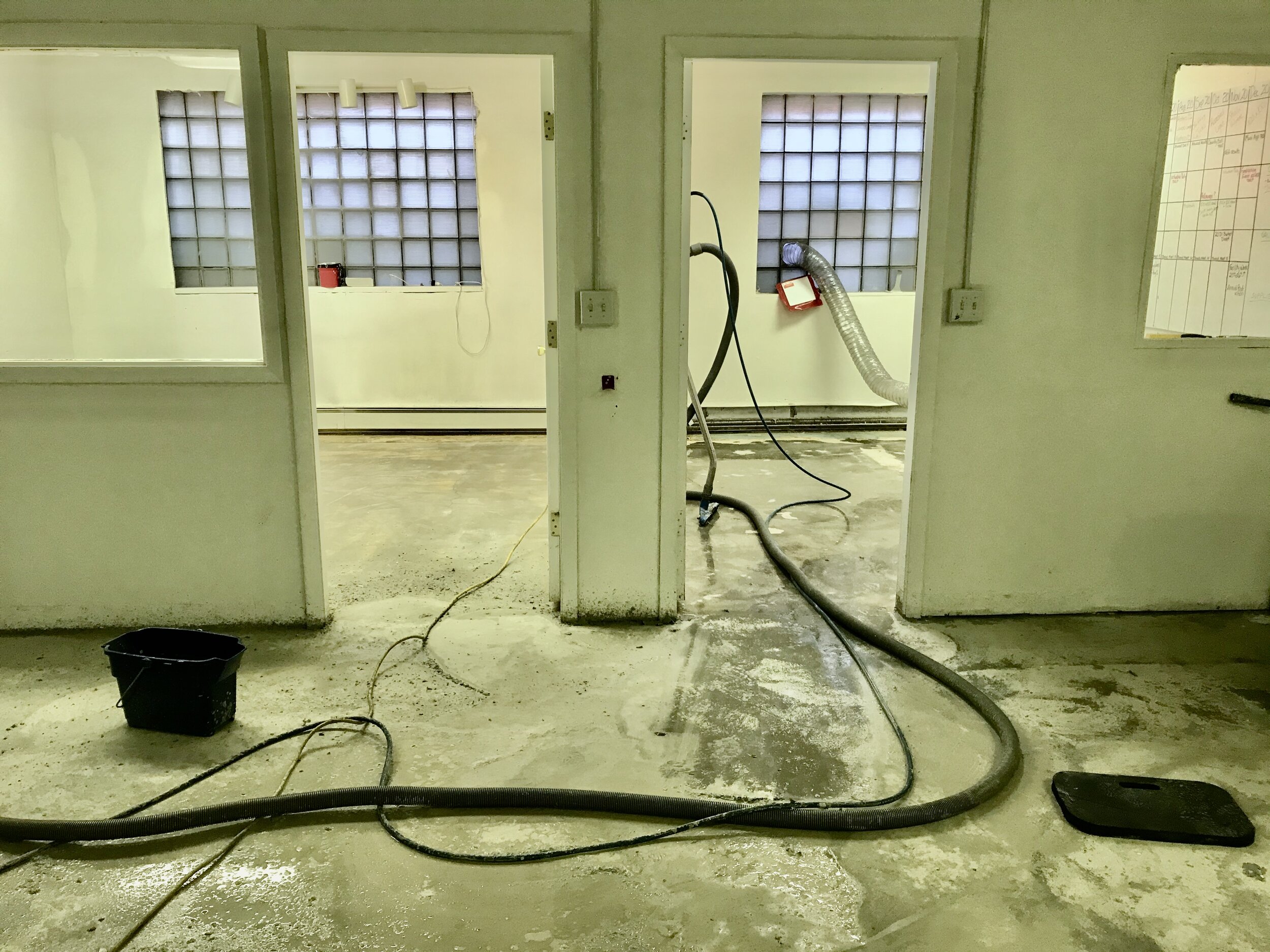  June 2020 - We took advantage of the colsure to do some much needed facility maintenance in our back area.  We mucked it out, scrubbed it down, and gave the floor a shiny new coat of paint. 