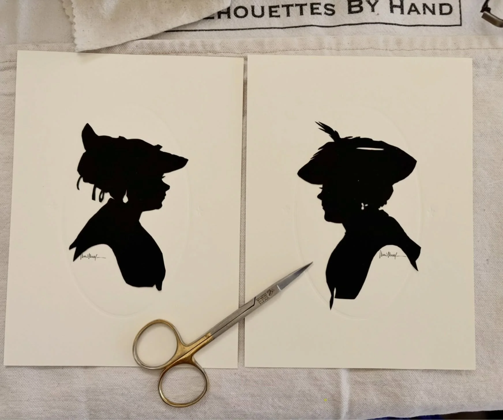 A few of the silhouettes which I cut (freehand, with only scissors ✂️) at the Colonial Market &amp; Fair at @mount_vernon this past weekend. I&rsquo;ll be making a post on what it is like to &ldquo;(re)create&rdquo; an 18th century marketplace&mdash;