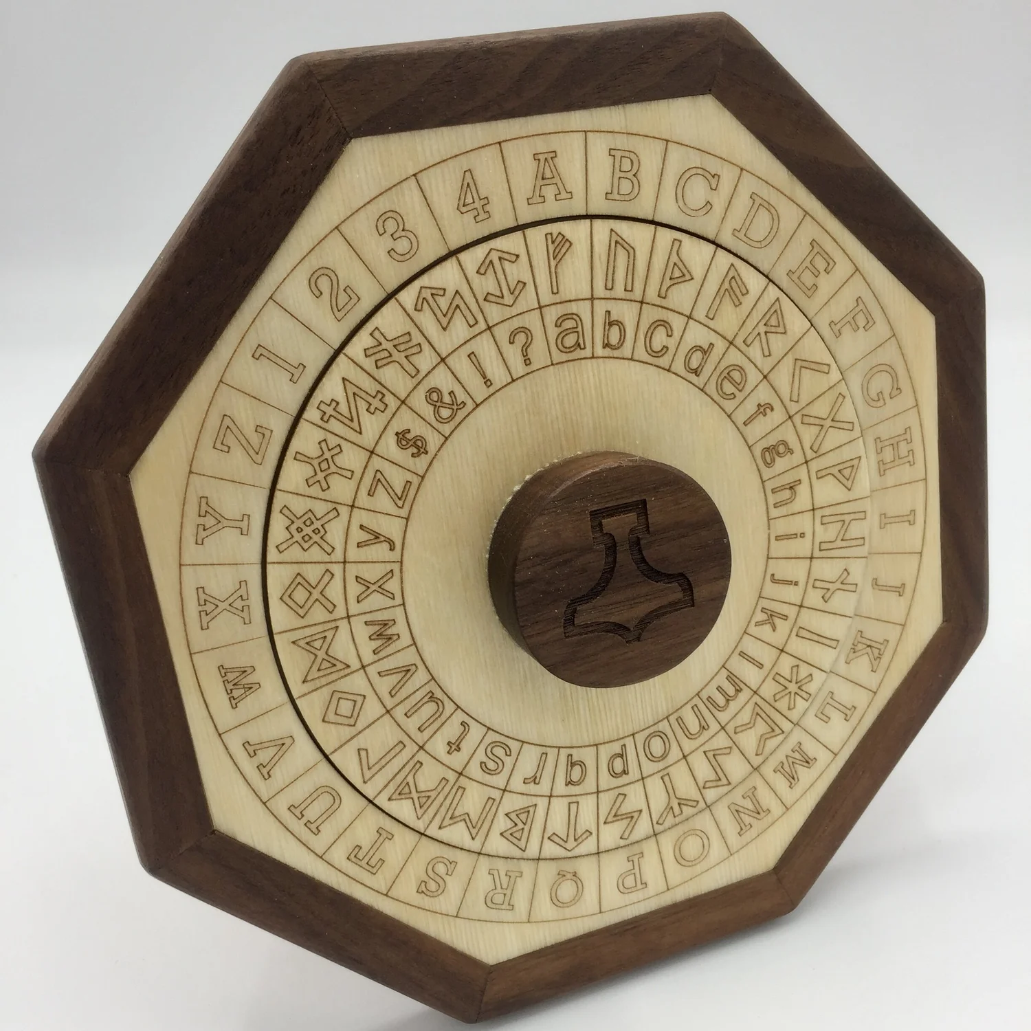 篆刻 Cipher Wheel - Small - Runes and English — Cryptic Woodworks