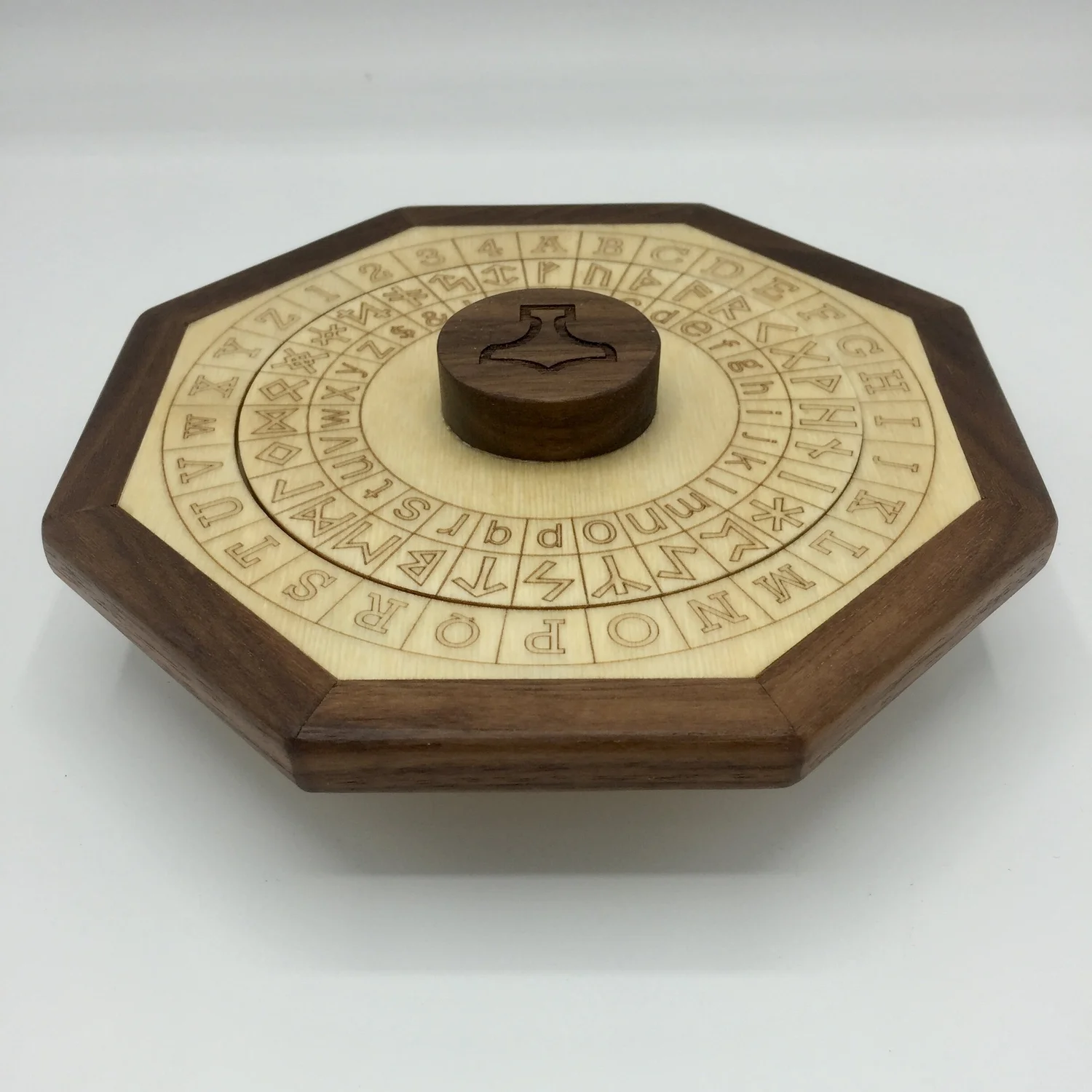 篆刻 Cipher Wheel - Small - Runes and English — Cryptic Woodworks