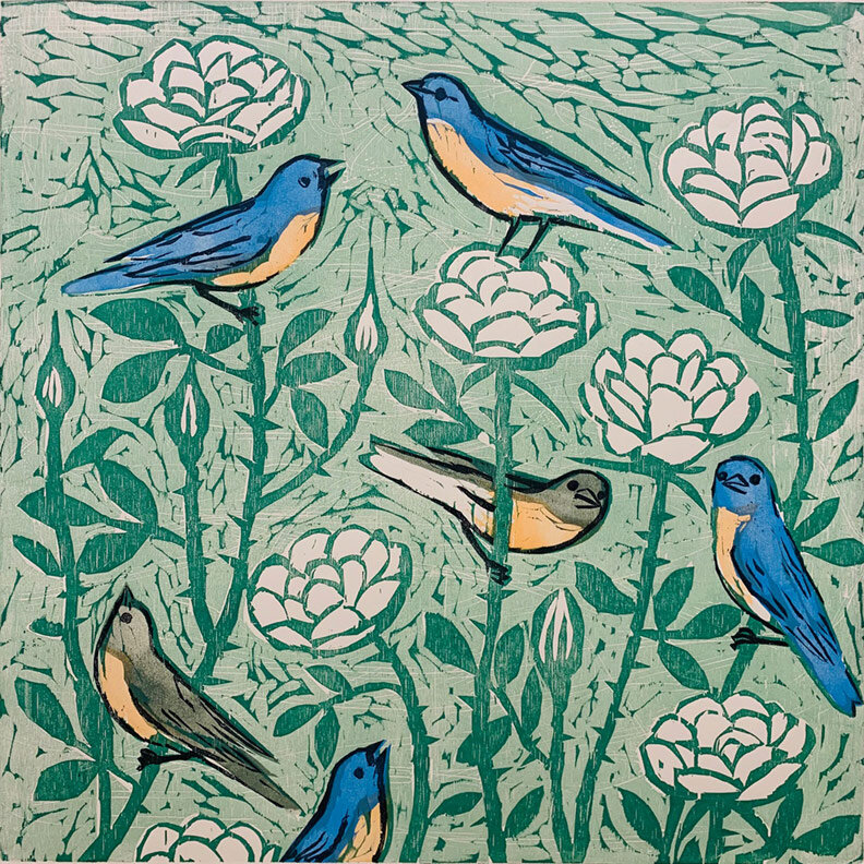Bluebirds and Roses