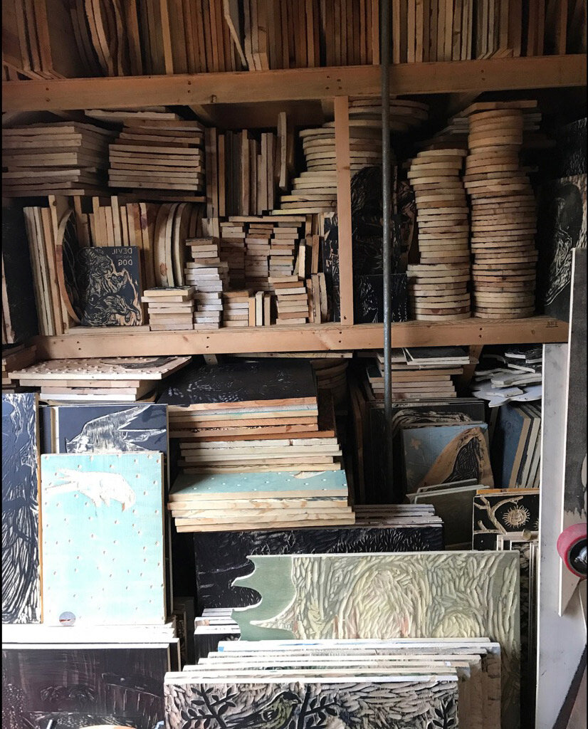  Shed full of retired woodblocks 