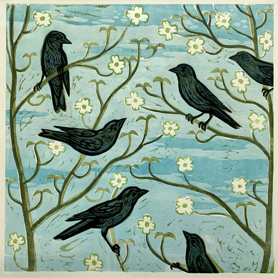 Blackbirds and Dogwood