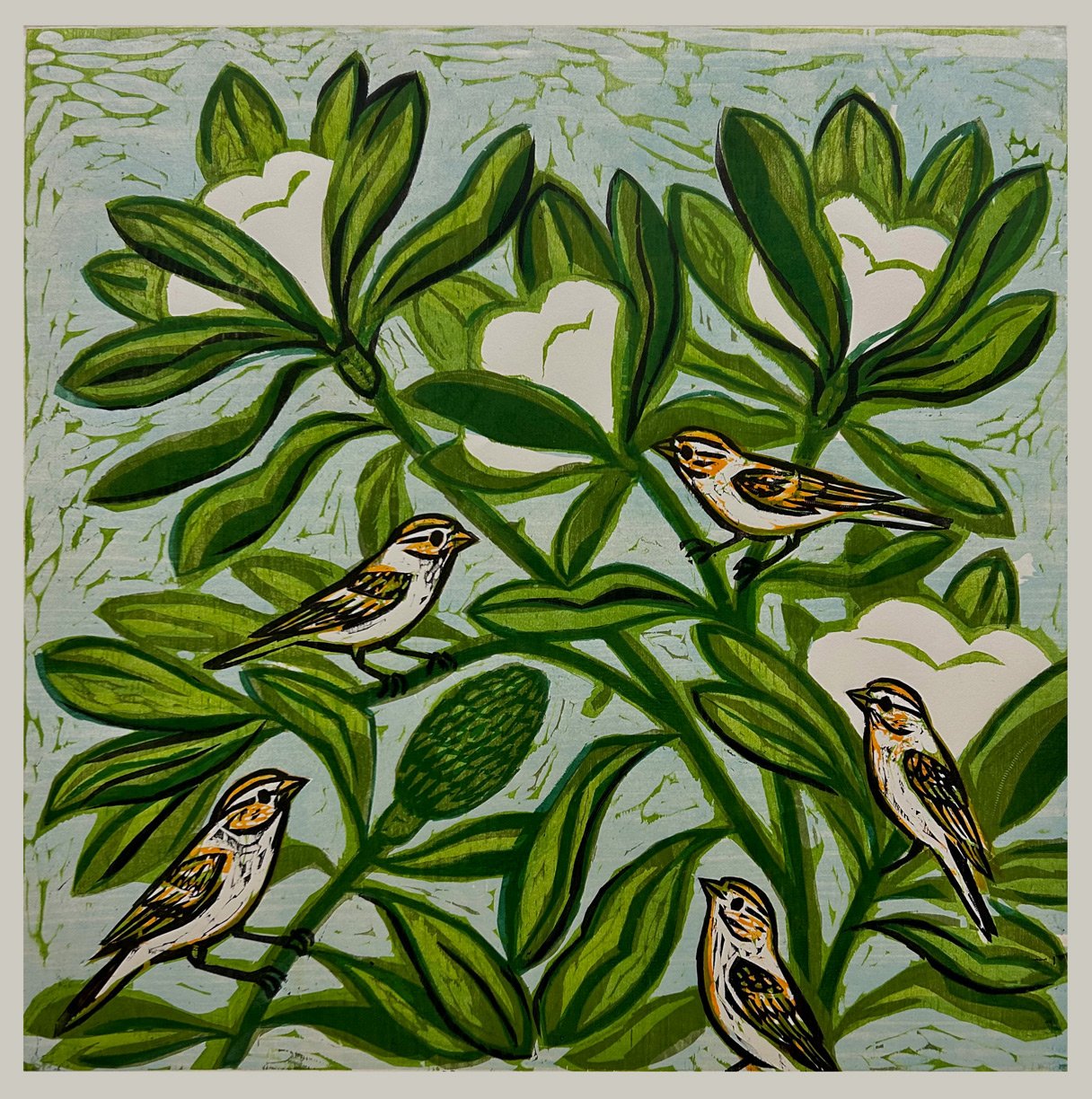 Sparrows and Magnolia