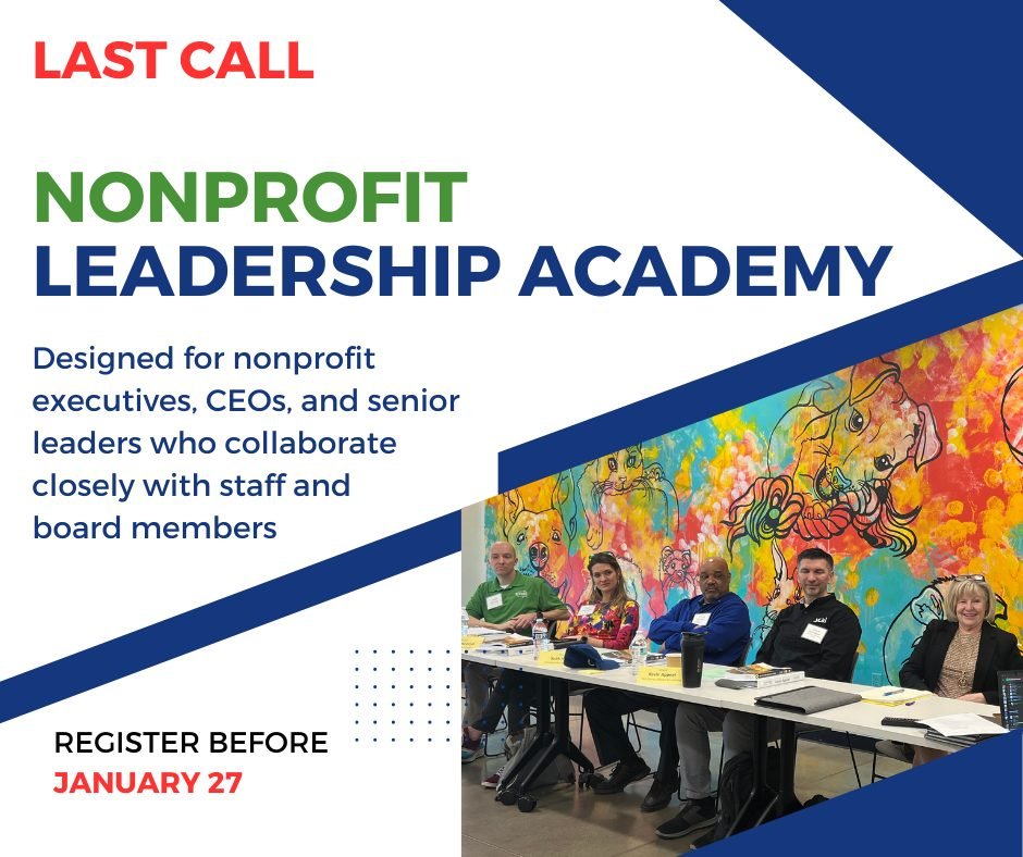 Last Call for NLA 2026! 🚨

Applications are closing this Tuesday, January 27, for the Nonprofit Leadership Academy. If you&rsquo;ve been thinking about applying, this is your sign. Don&rsquo;t miss your chance to be part of this transformational exp