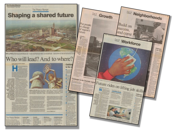 The Summit emerged as a response to the 1995 report from Citistates consultants Neil Peirce and Curtis Johnson, who called on the 14-county Charlotte region across North and South Carolina to protect quality of life , educate its workforce, nurture neighborhoods and manage spectacular growth with a never before seen network of engaged citizens, institutions and leaders. 