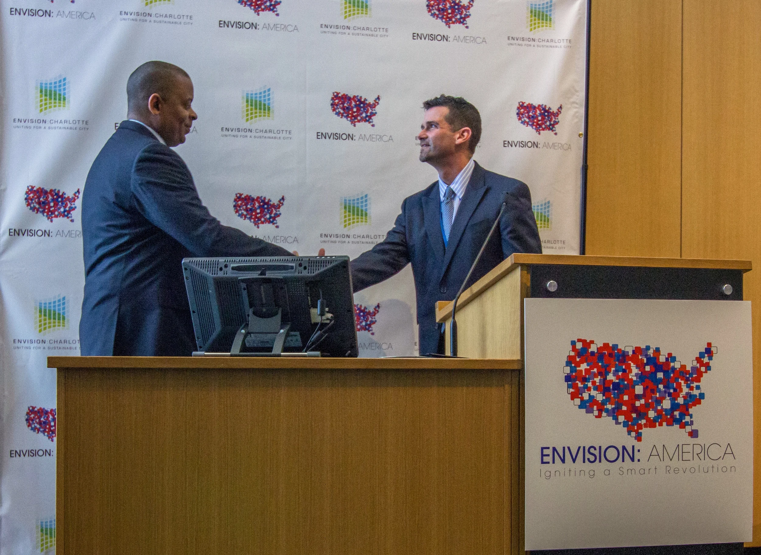 SOLID Principal Tracy Russ introduces US Transportation Secretary Anthony Foxx on day three of Envision America