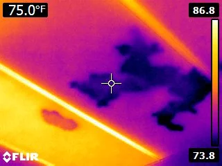 Infrared camera showing water in ceiling