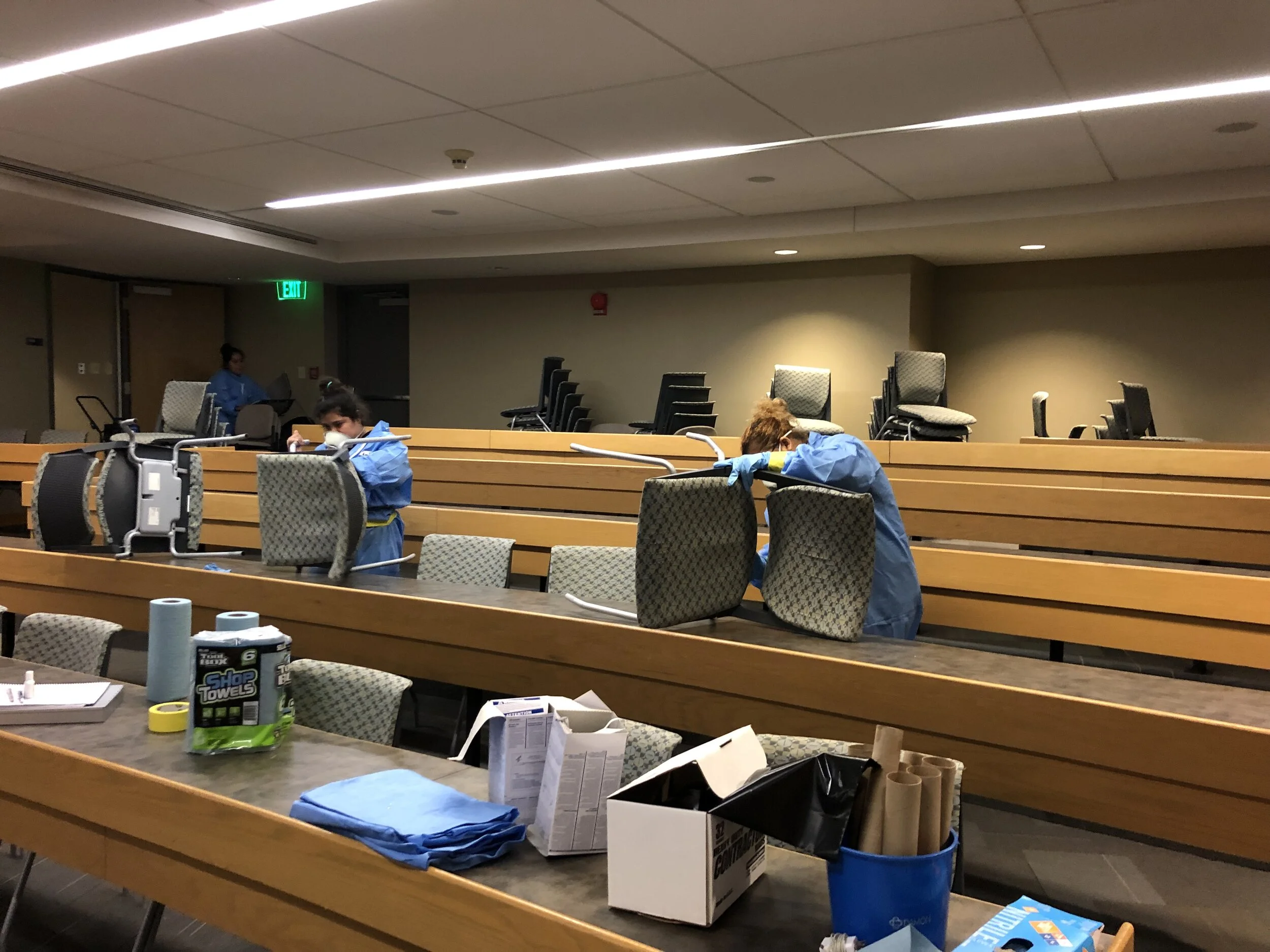   Anti-microbial wipe down of contents  