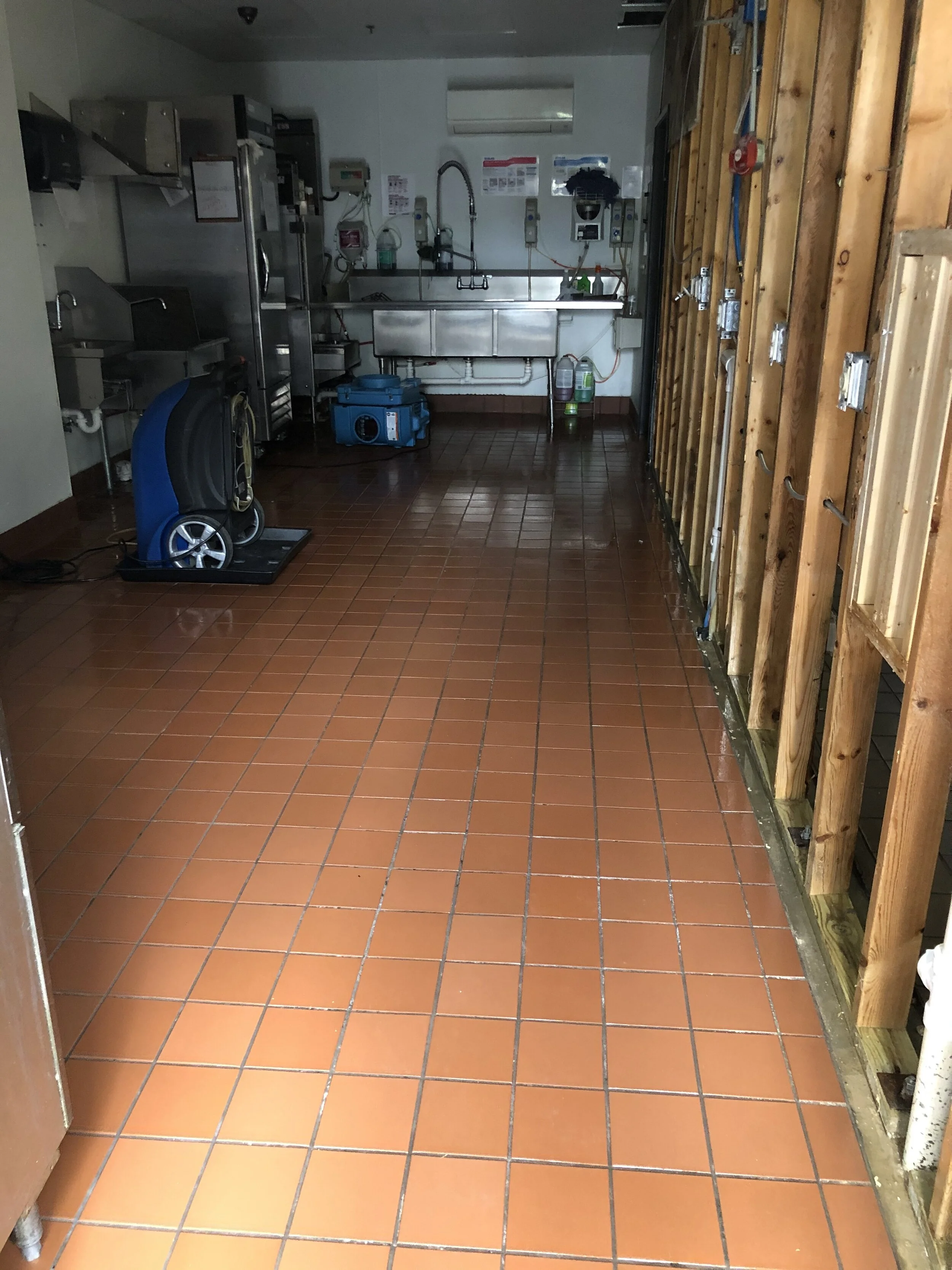 Equipment set-up after Demo...before we turbo cleaned the floor