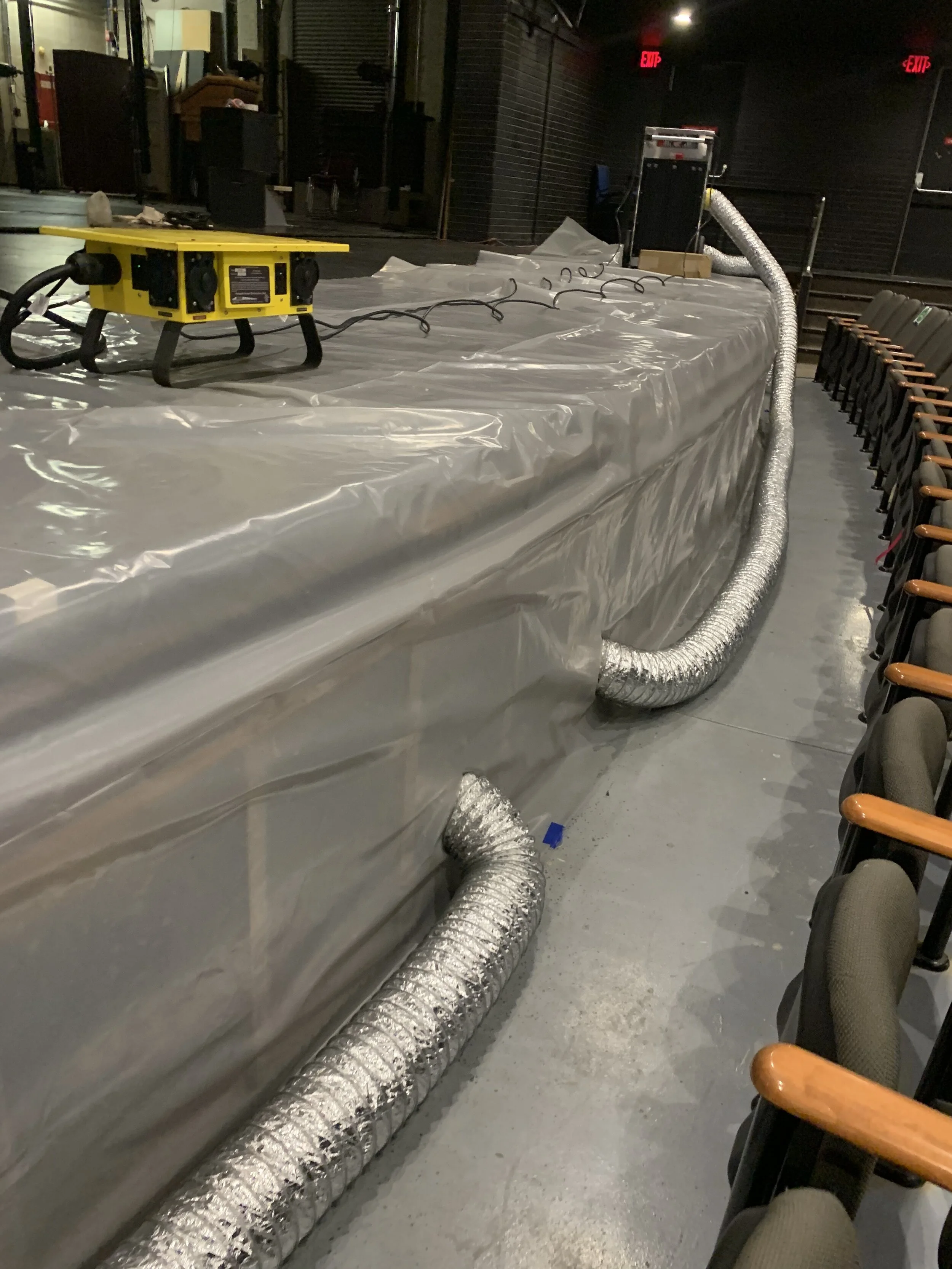   Drying the auditorium framing and saving the stage  