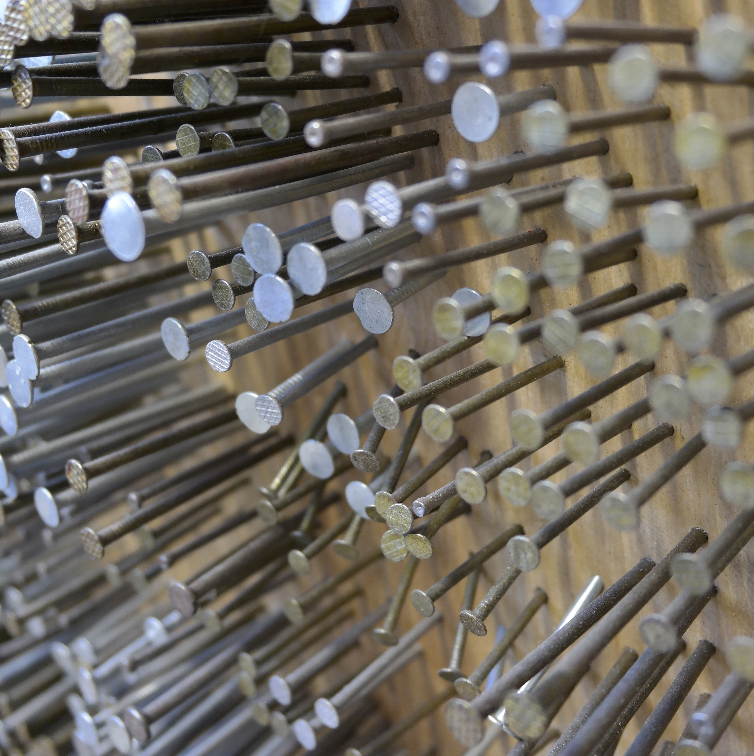 "Mappings Detail" 2009 Nail on panel 4 feet X 5 feet