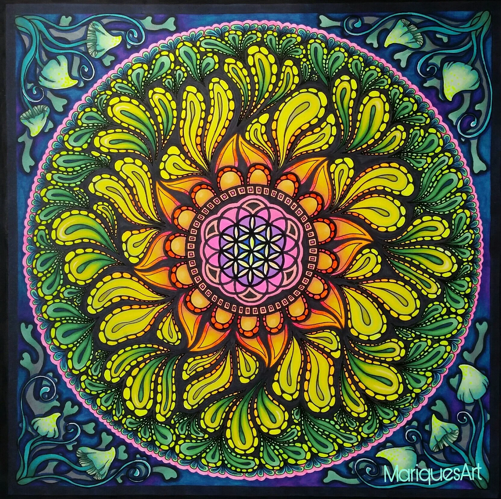 Flow Mandala Original Marker Drawing — MariquesArt