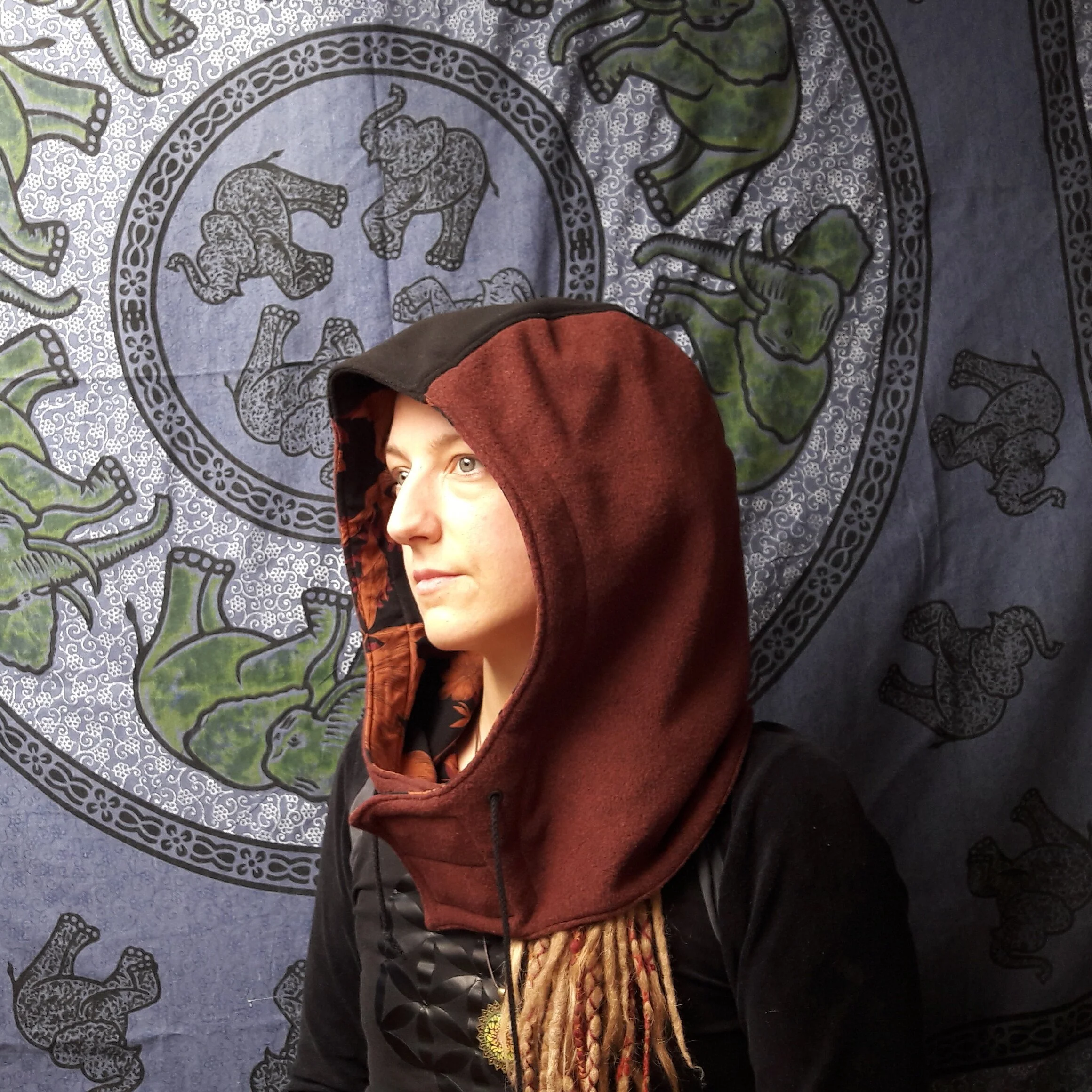 Big Red Hood With Flower Print