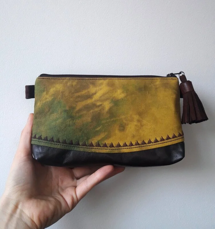 Zipper Pouch -Olive Green Tiedye