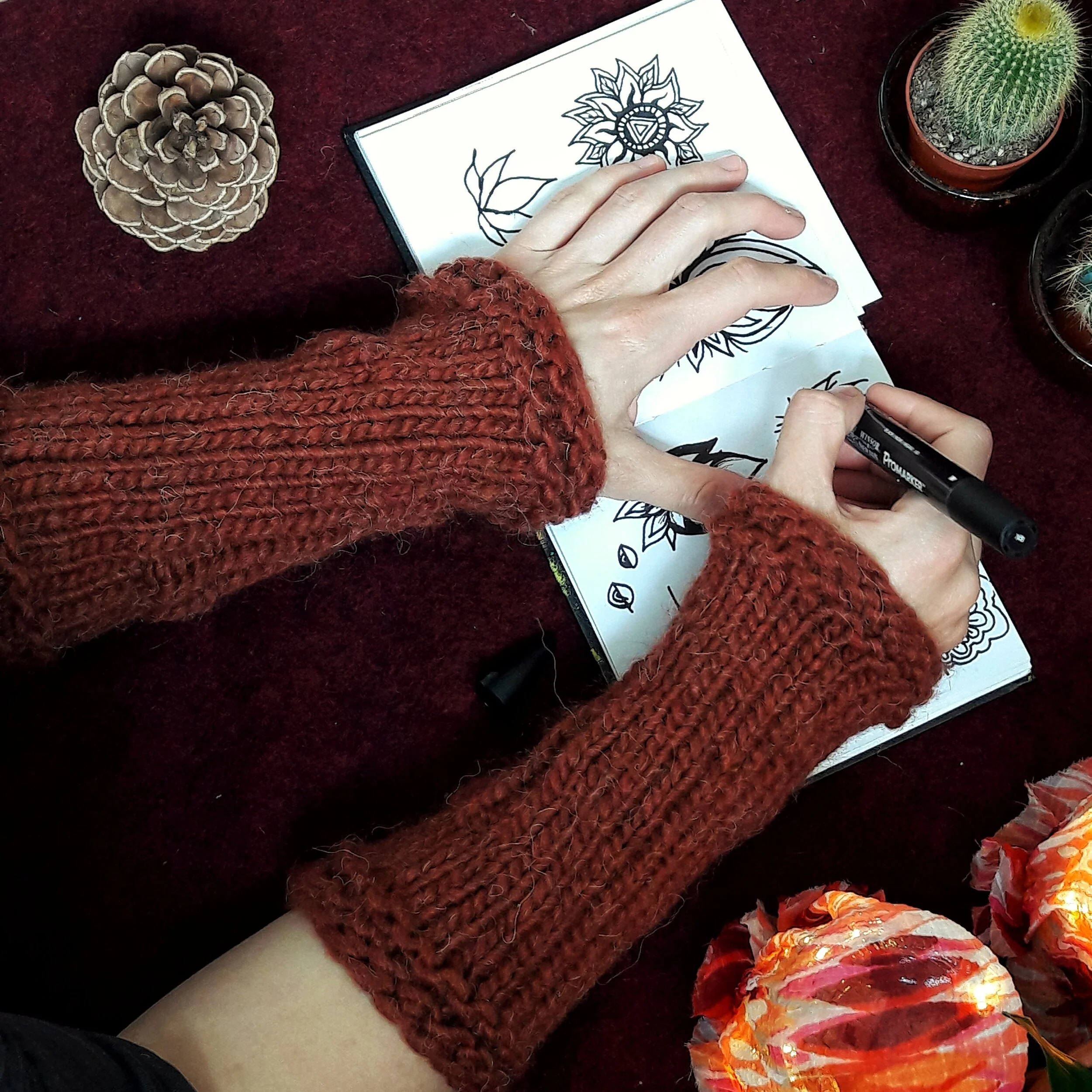 Chunky and warm wristwarmers - Rusty Orange