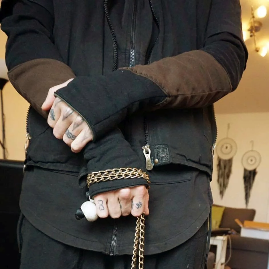 "firesafe" Organic Cotton Wristwarmers - Black and Brown