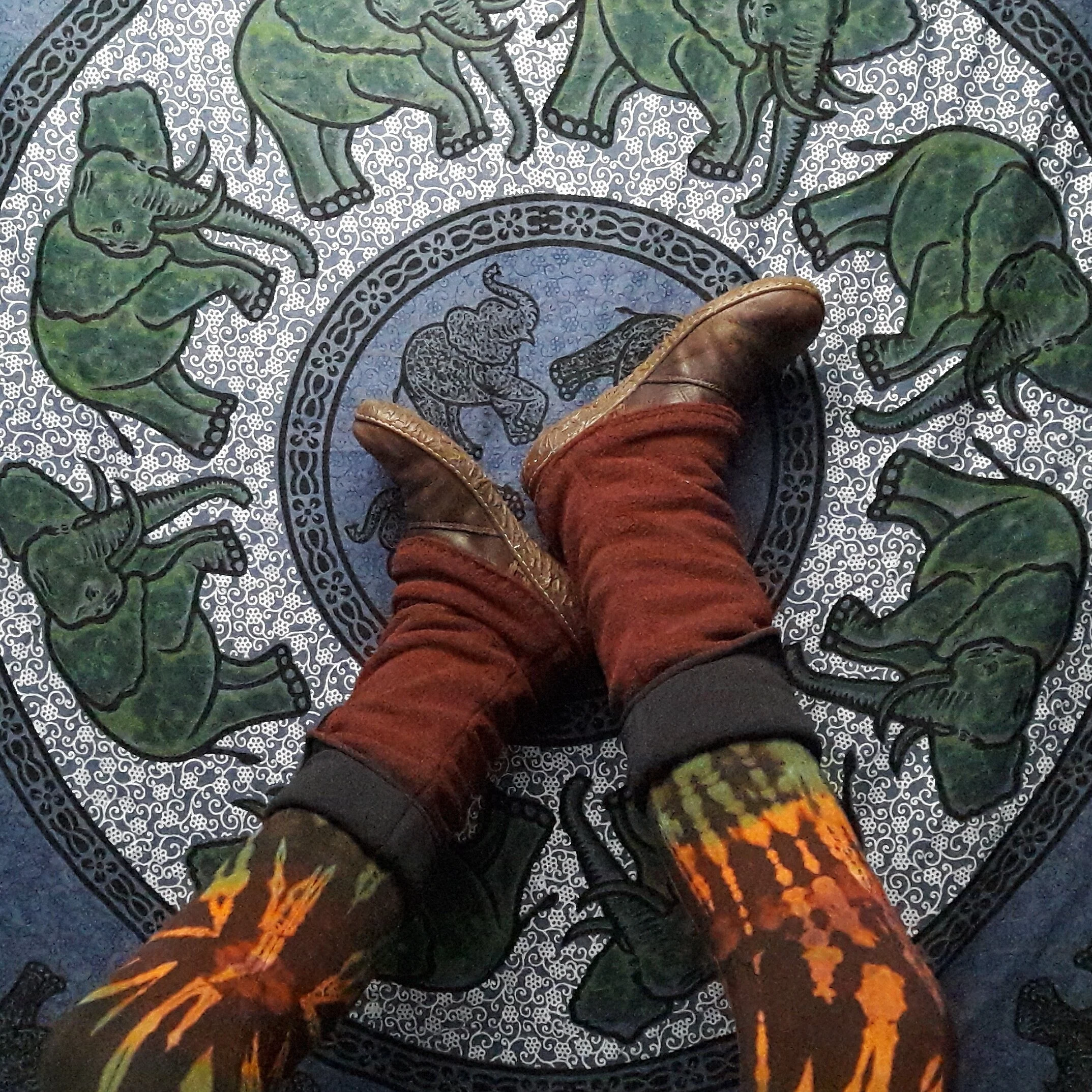 Fleece Legwarmers - Rusty Red And Dark Grey