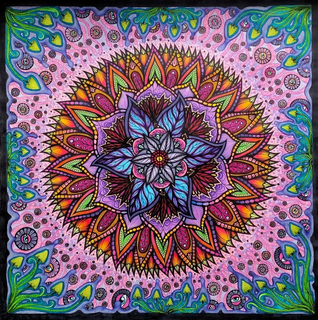 "Pink Mandala" - Original Marker Drawing