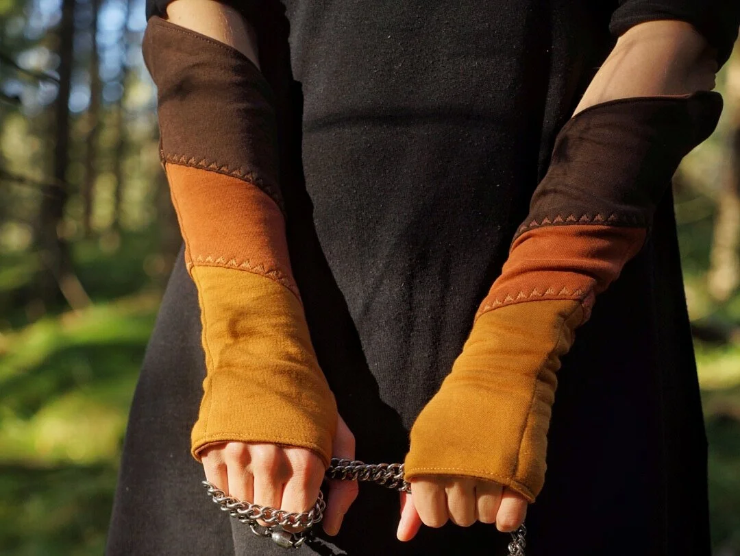 "firesafe" Organic Cotton Wristwarmers - autumn palette