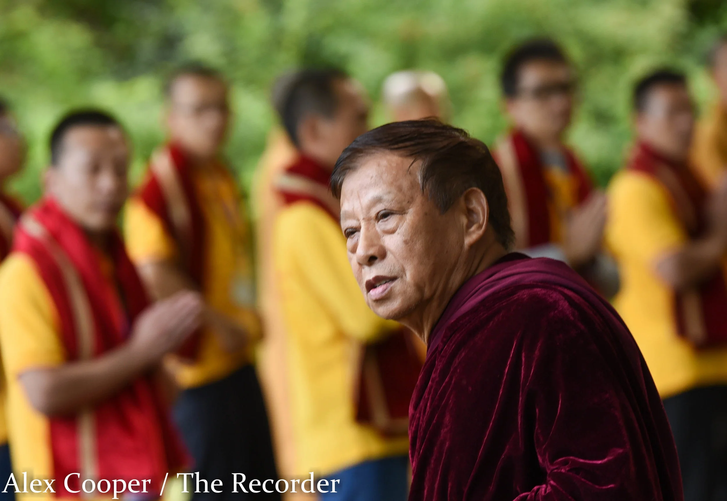 Alex Cooper / Recorder staff Holy master Ziguang Shang Shi speaks to his students during the beginning of the soul relieving ceremony on Wednesday, August 17, at the Ephratah Villa. Throughout the remaining days of August, souls of the deceased will…