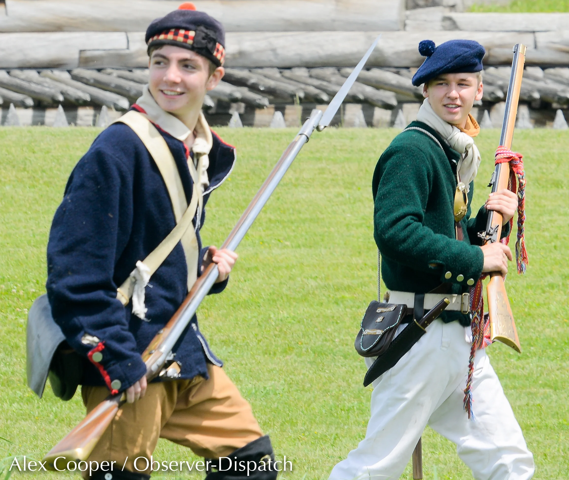 From left, Johann Bratge and Hayden Johnson, both students at Westmoreland High School, walk outside of Fort Stanwix on Saturday, June 9, 2018, at the Fort Stanwix National Monument in Rome. Bratge and Johnson, along with other high school students …