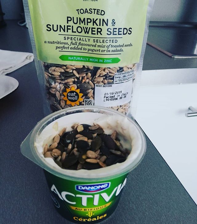Perfect breakfast or snack! Because in DNM we care about your health and well being, here is a perfect example. Yogurt with cereals (quinoa+hazelnut) add some seeds=heaven 😍😍