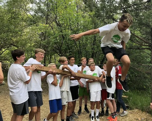 Team building exercise during annual MetaSport FC Summer Retreat and soccer camp.