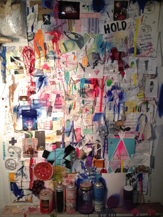 Buening’s studio wall. Image courtesy of the artist