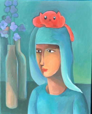 Girl With Red Cat