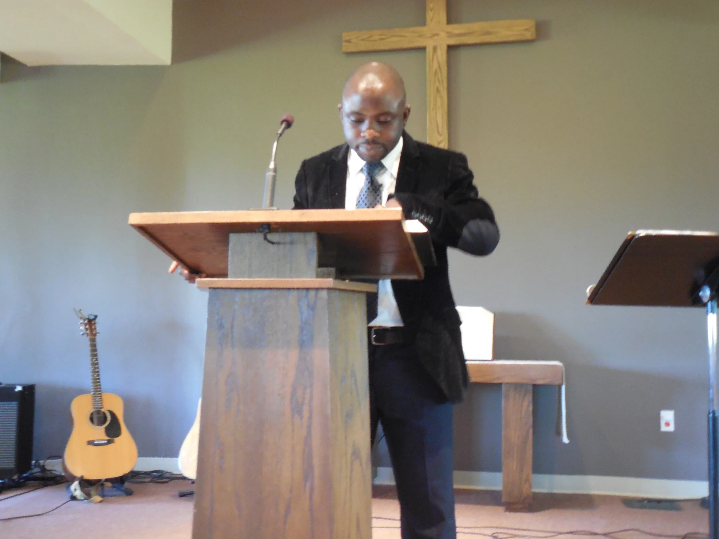 Preaching God’s word during a Sunday service at East Parkway Church. 