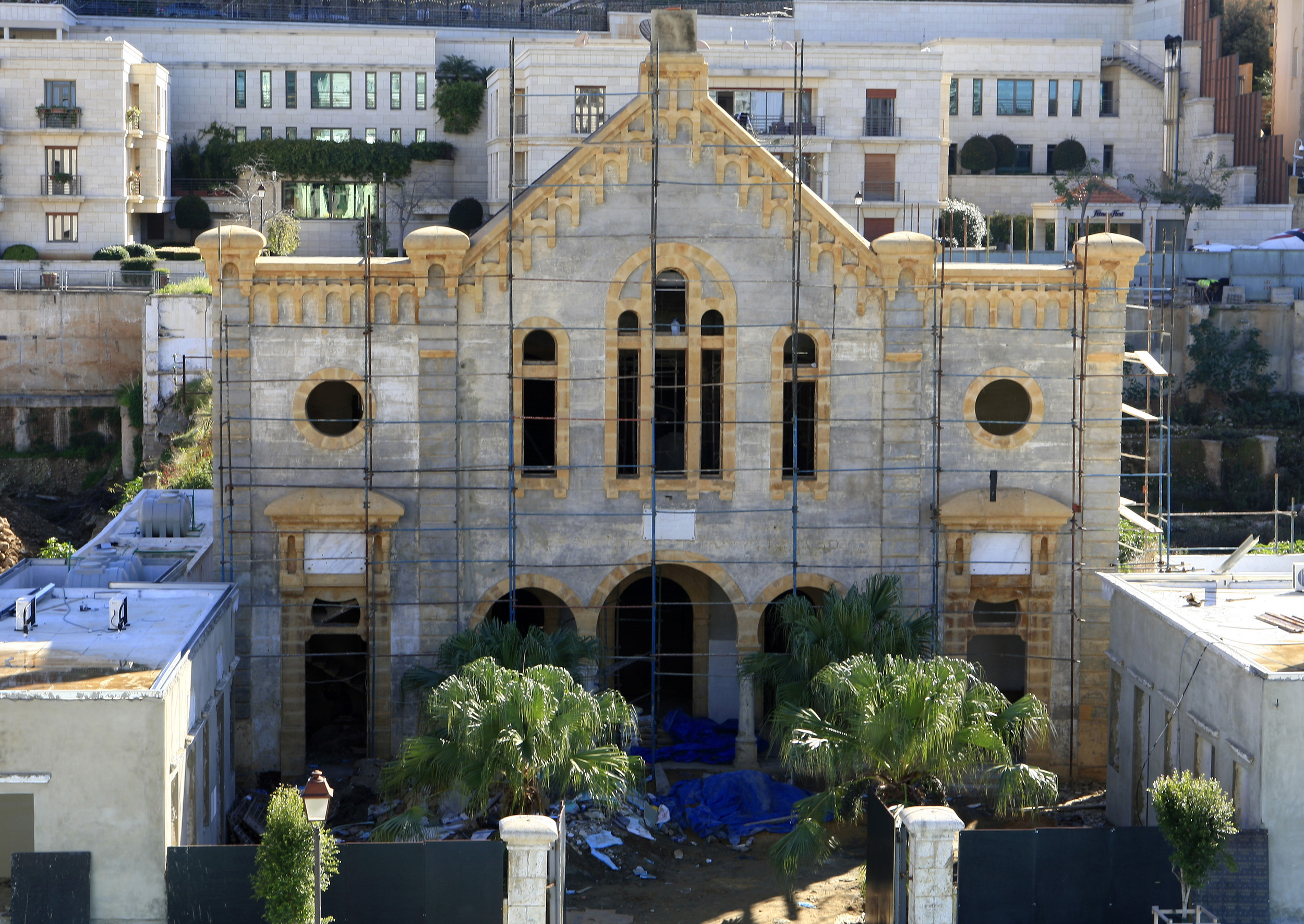 Maghen Abraham, Beirut's oldest synagogue, undergoes renovation in Wadi Abu-Jamil district in downtown Beirut. (Courtesy Reuters)