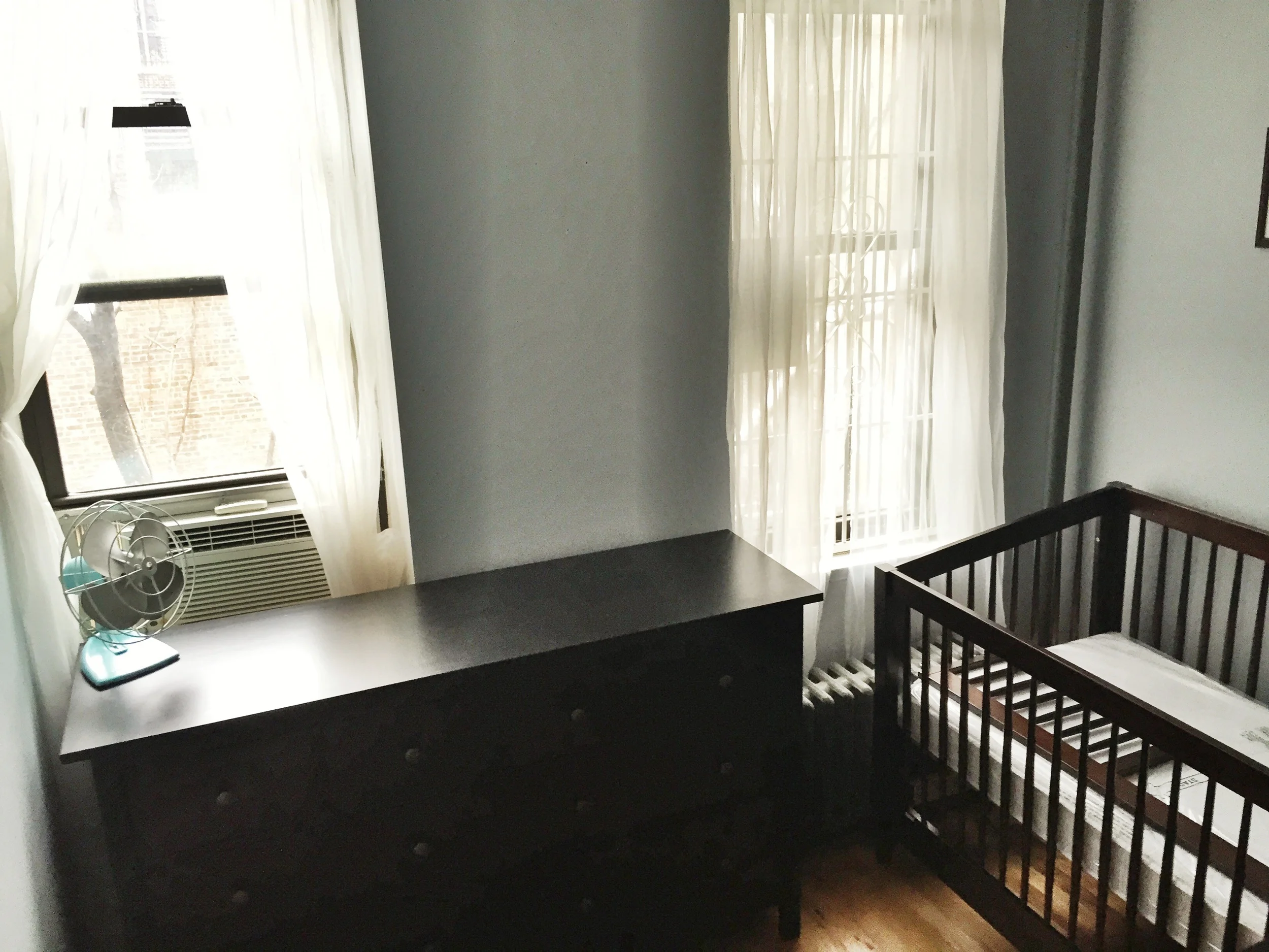 Aaaand "After"! The Nursery Nook with a dresser/ changing table and a CRIB! 