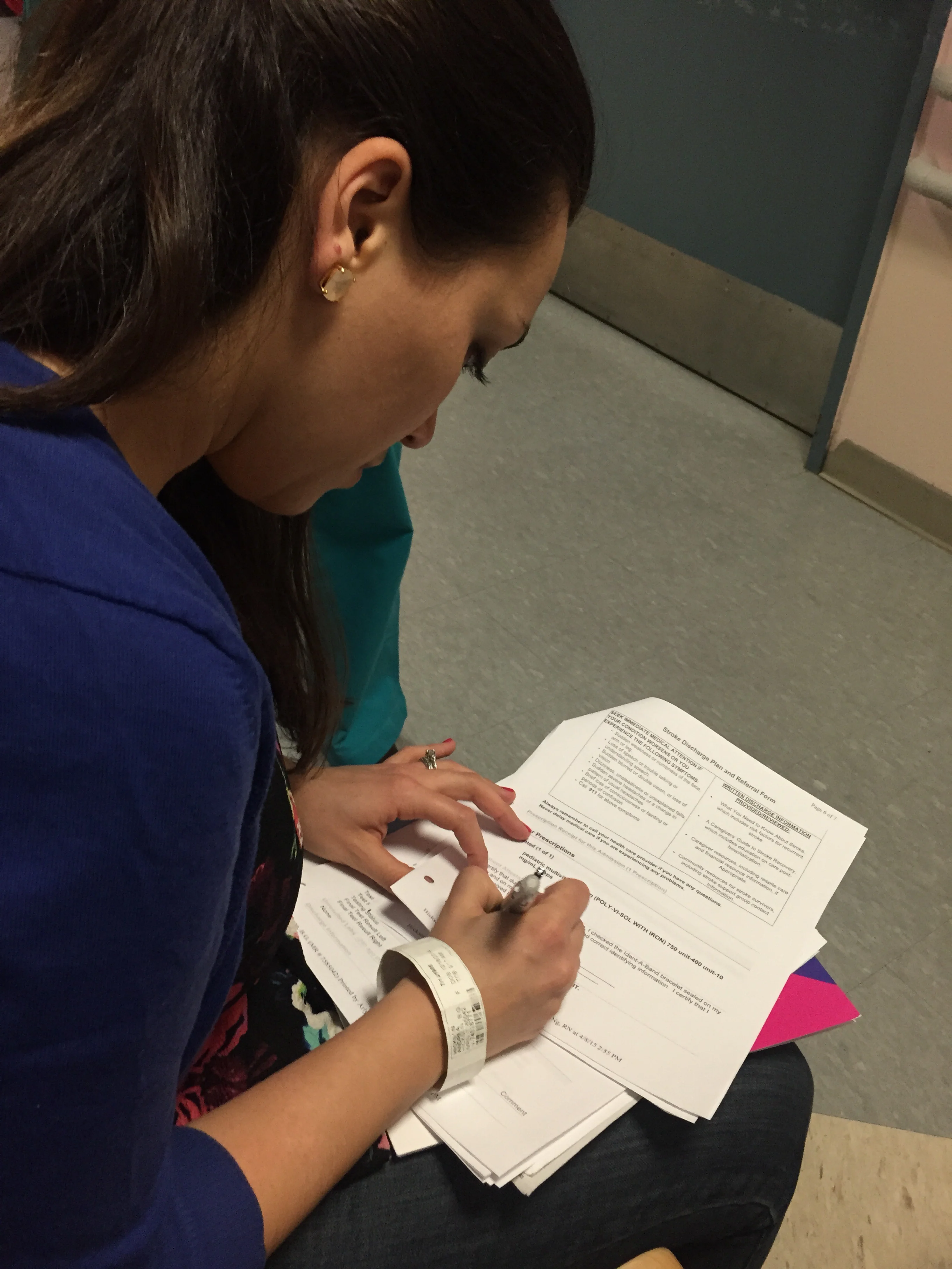 Signing for our order from the stork