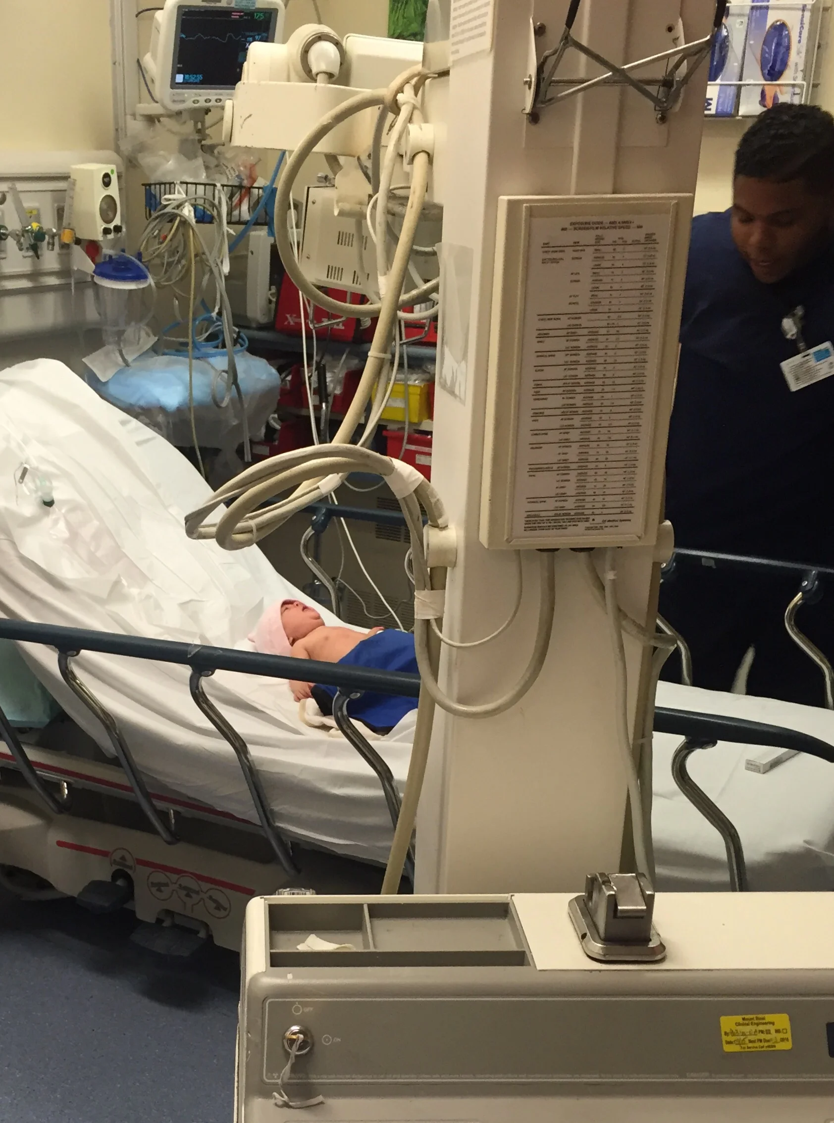 Our little champ getting her chest X-ray yesterday in the ER without complaining. 