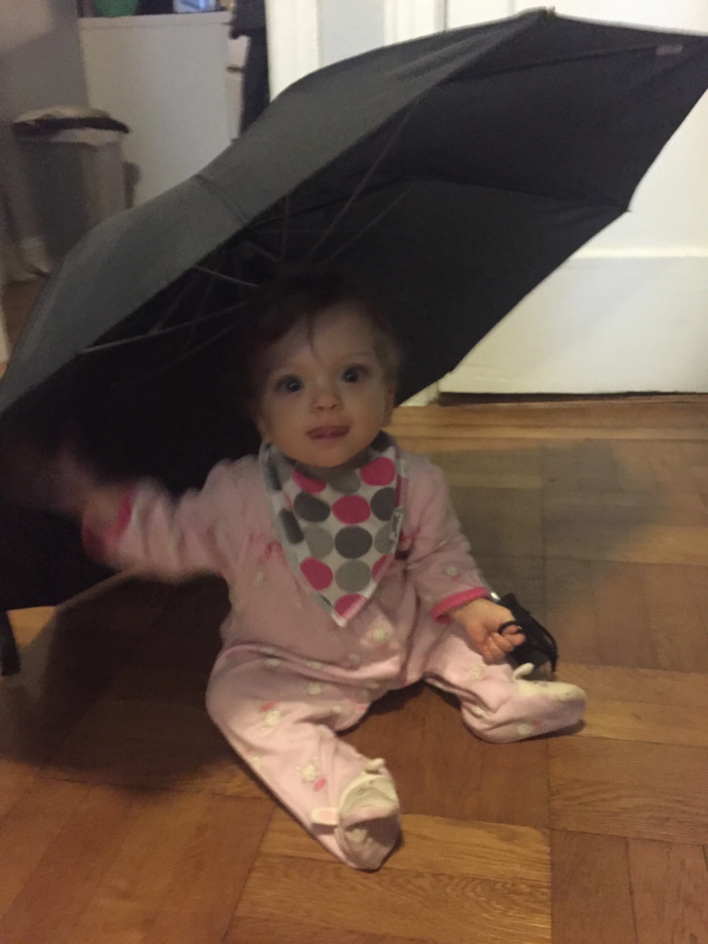 Found mommy's umbrella drying and HAD to check it out!