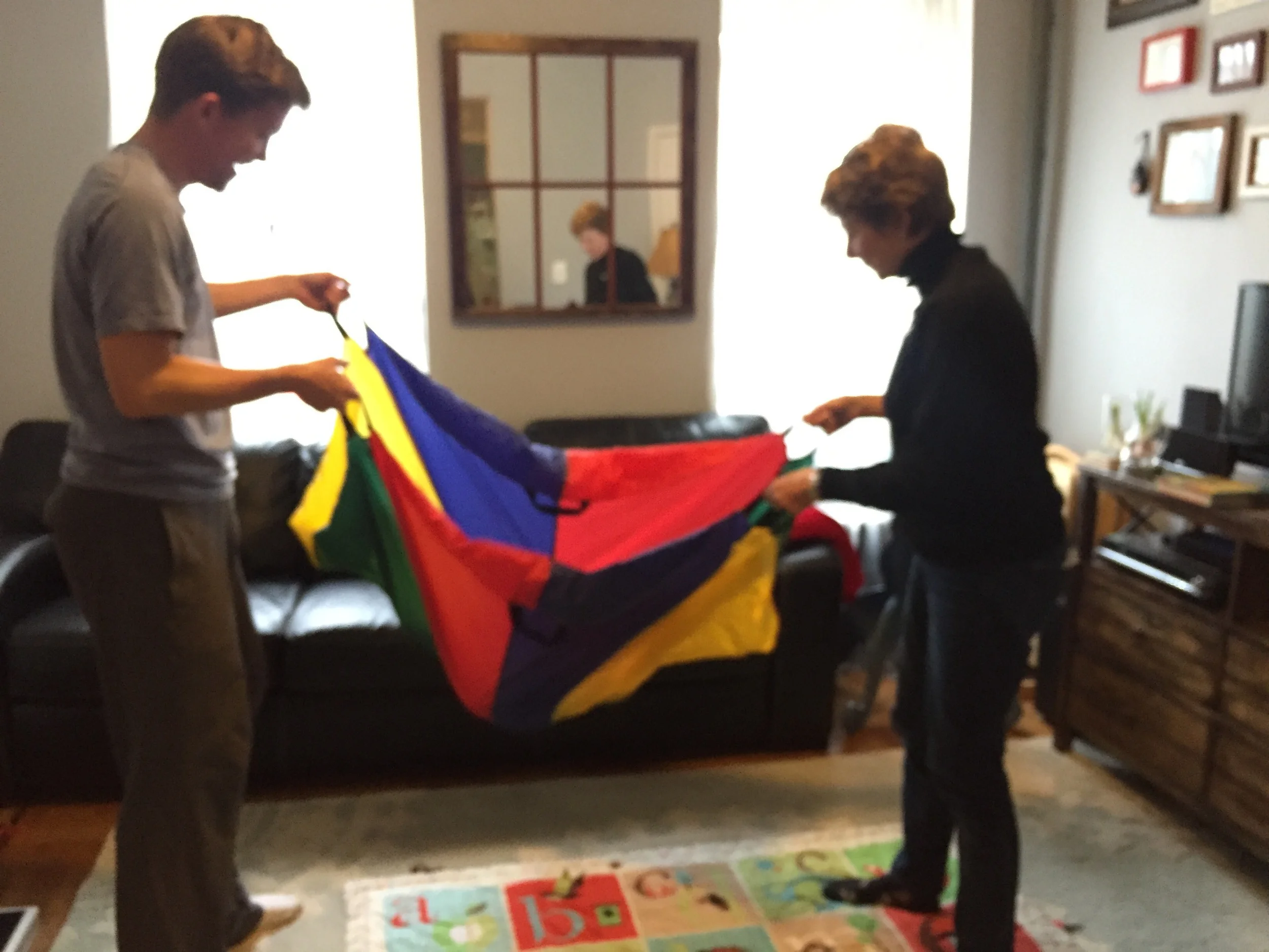 Using a parachute at therapy.