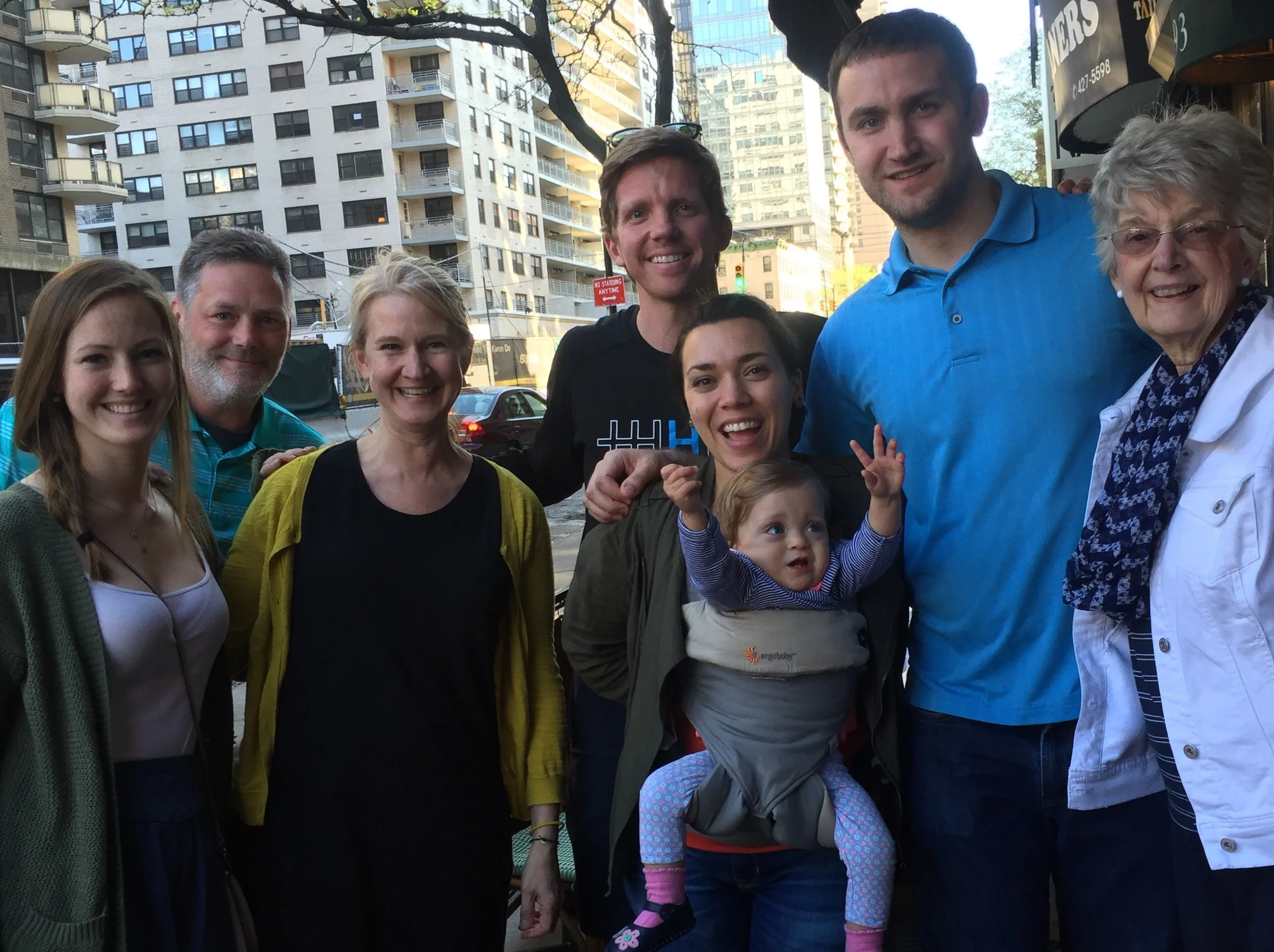 Us with the Eiden Family all the way from Scranton, PA. (Side note - Lucie sitting facing forward, MUCH more comfortably!)