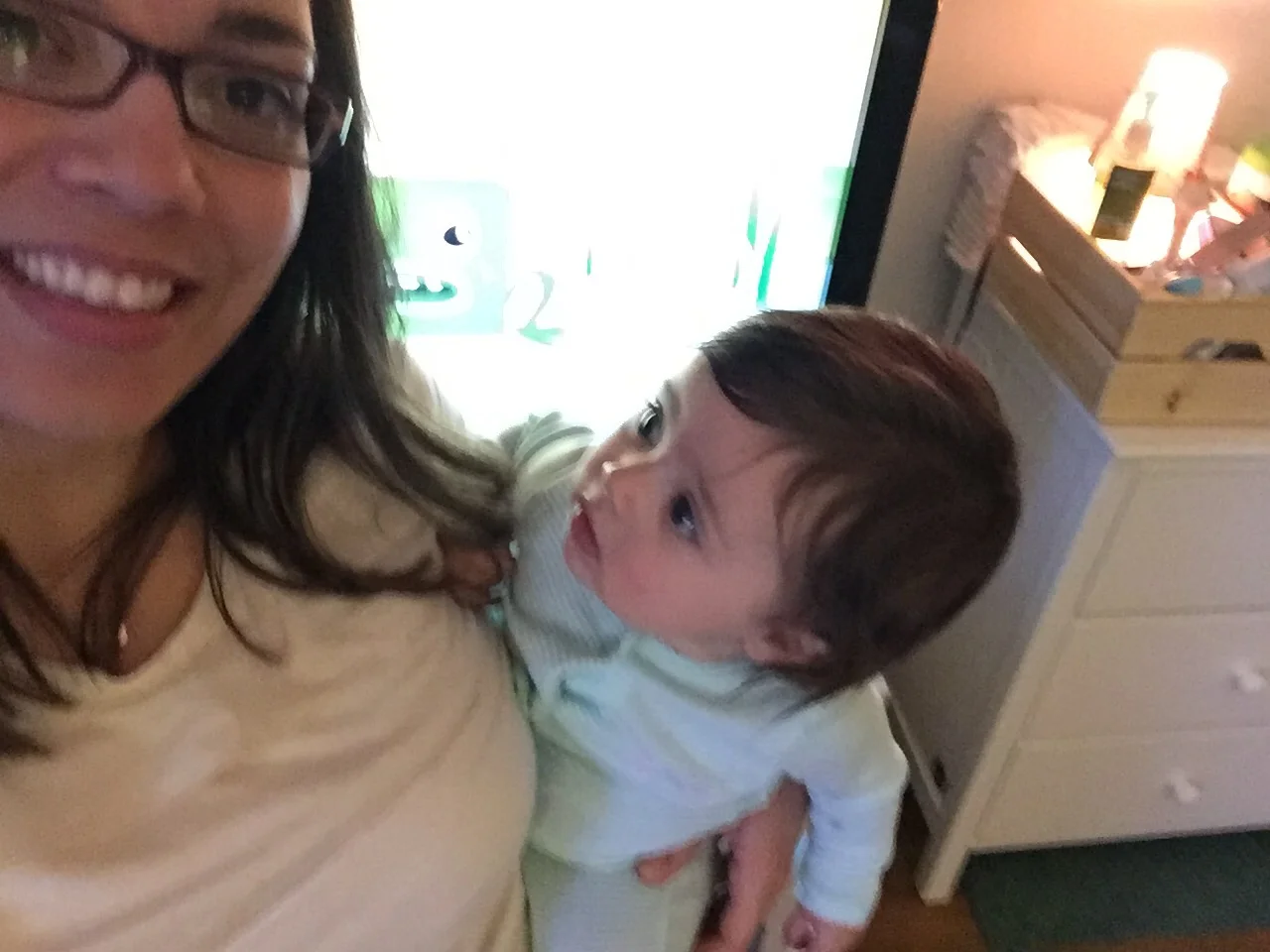 Drea babysitting Elle, who's thinking, "Hey, you're not my mommy..." So thankful for our friends who have partnered up with us on a babysitting rotation so that we can swap out watching each other's kiddos and make time for date nights with our spouses.