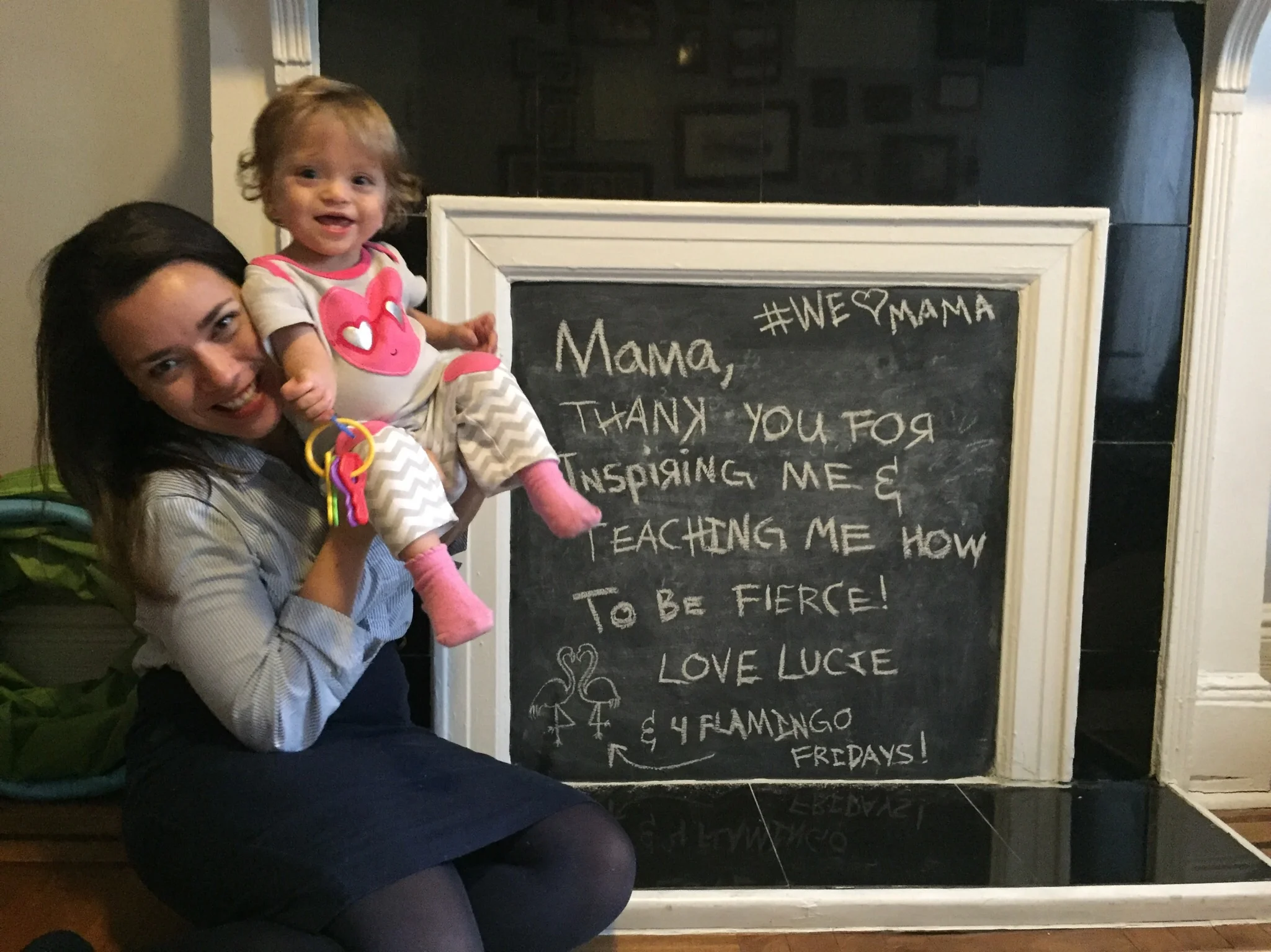 Sweet chalkboard note from Lucie & Dada.
