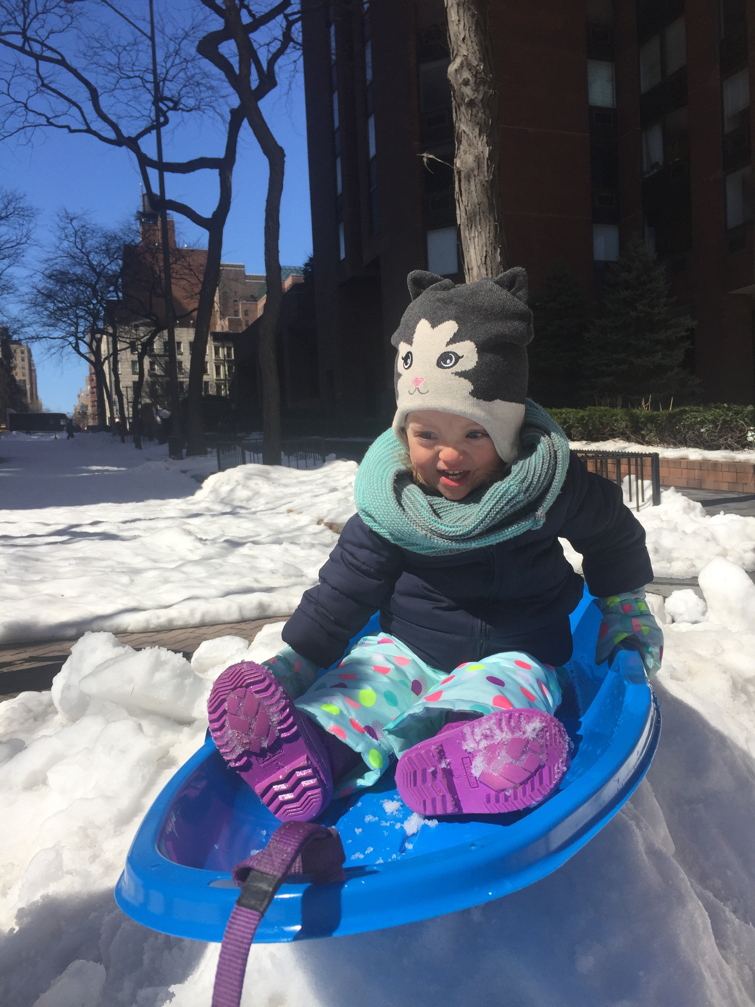  Third times a charm for our little "dare devil" enjoying sledding... FINALLY! Especially because it means Robby gets to go more :D lol 