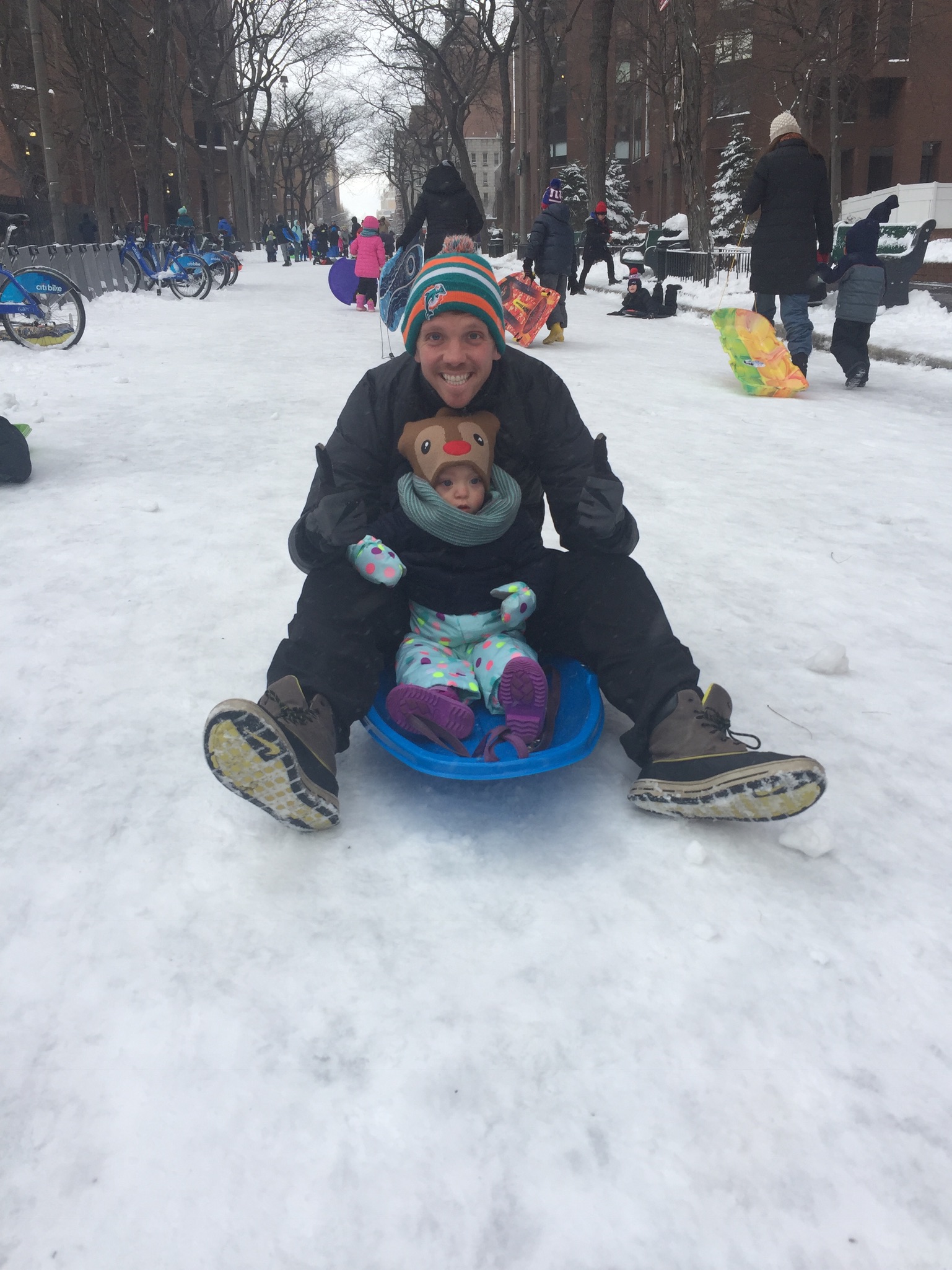  First time sledding -&nbsp;Lucie wasn't too sure about it. 