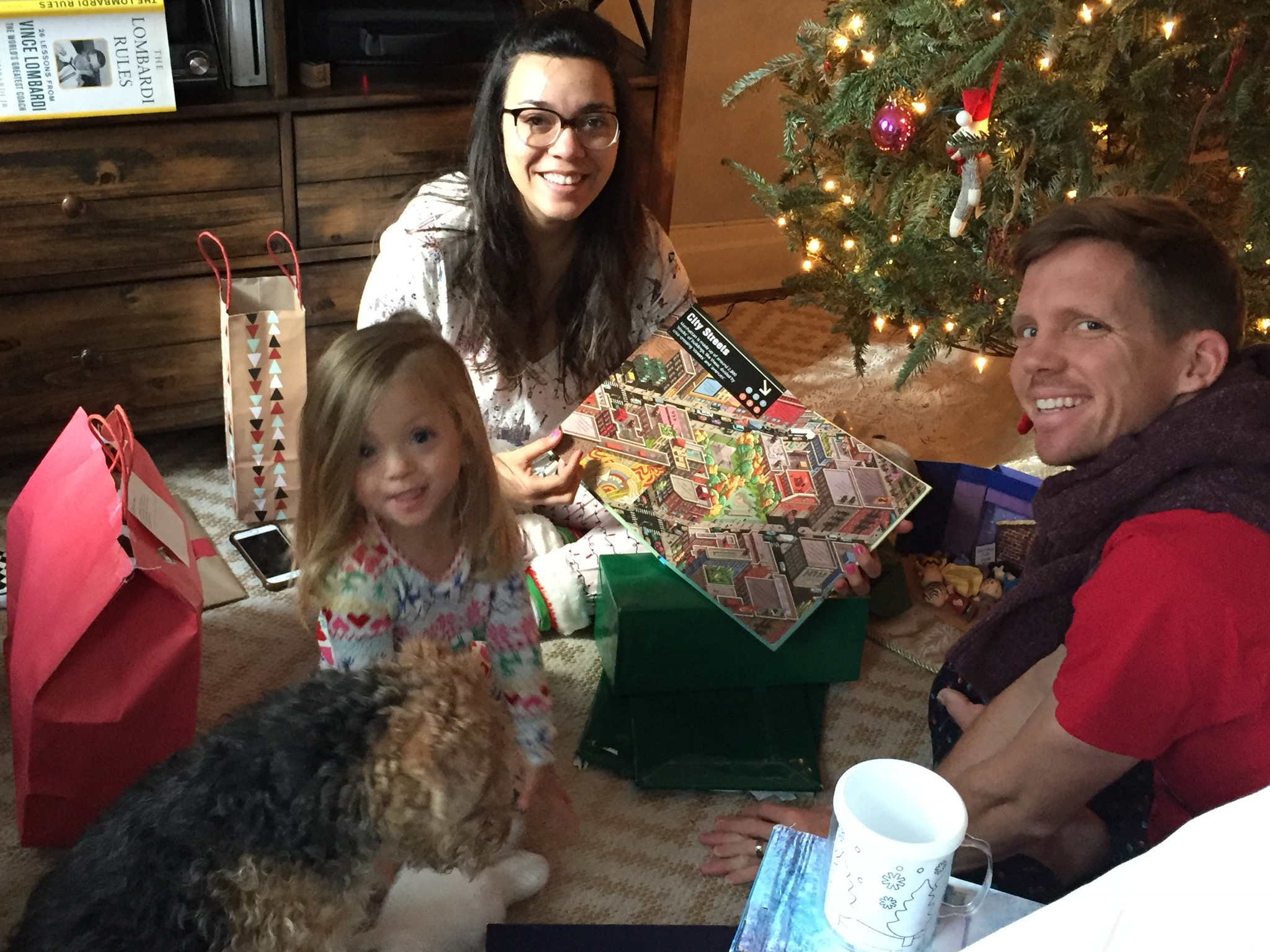  Opening gifts on Christmas morning. 