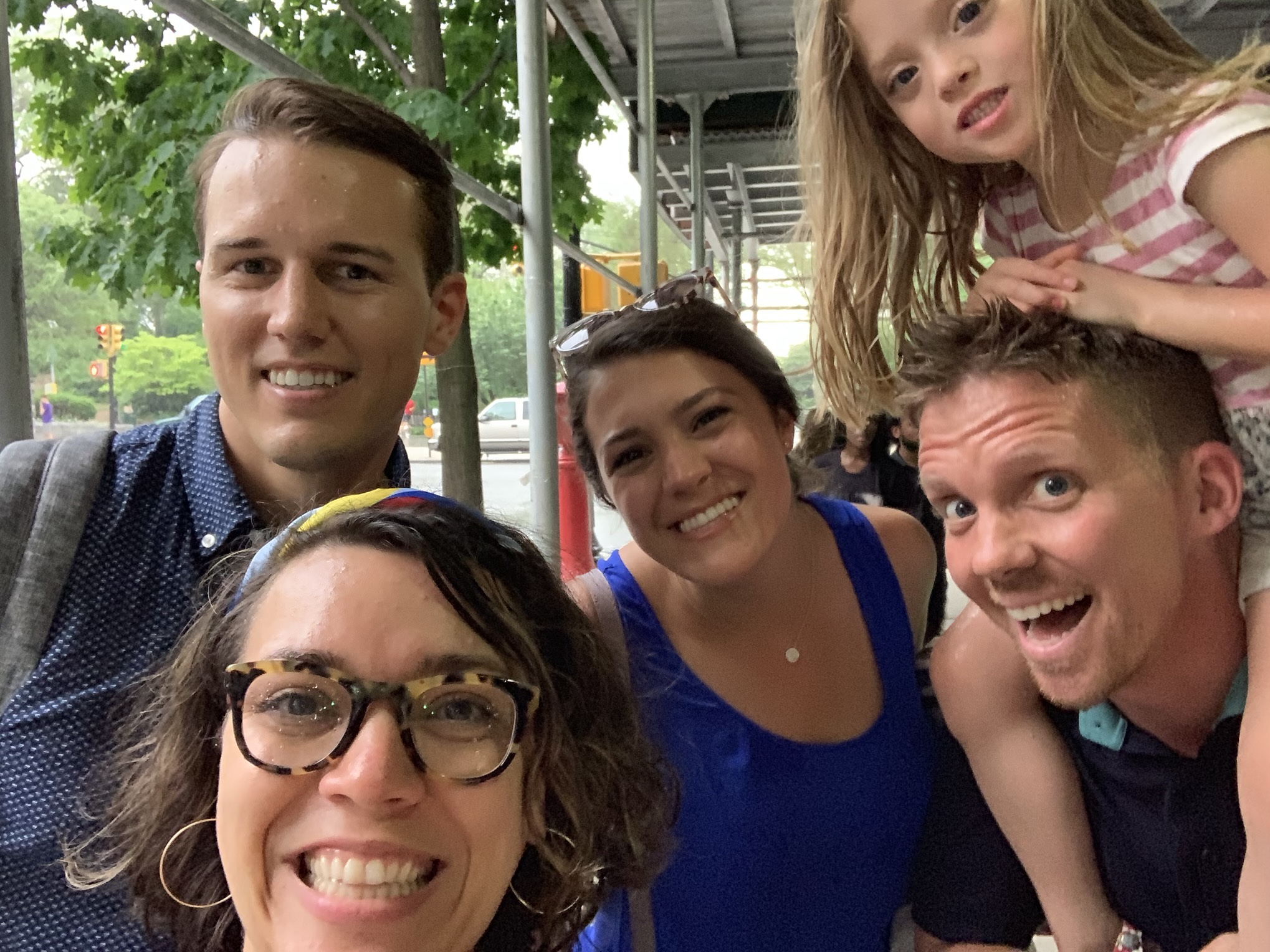 Escaping a sudden rain storm that interrupted a perfectly nice picnic in Carl Schurz.